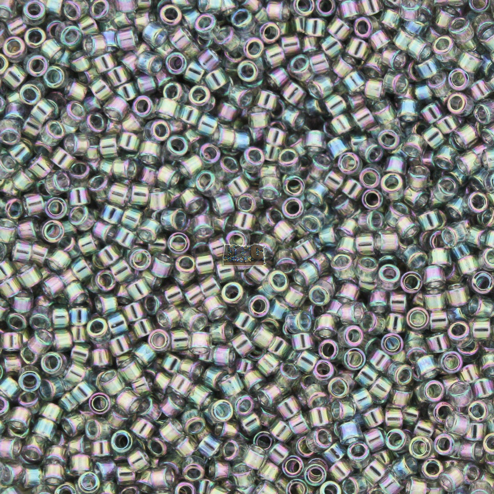 Miyuki 11/0 Delica Seed Beads, Transparent Grey Iris # 107 ~ 7.2 Grams