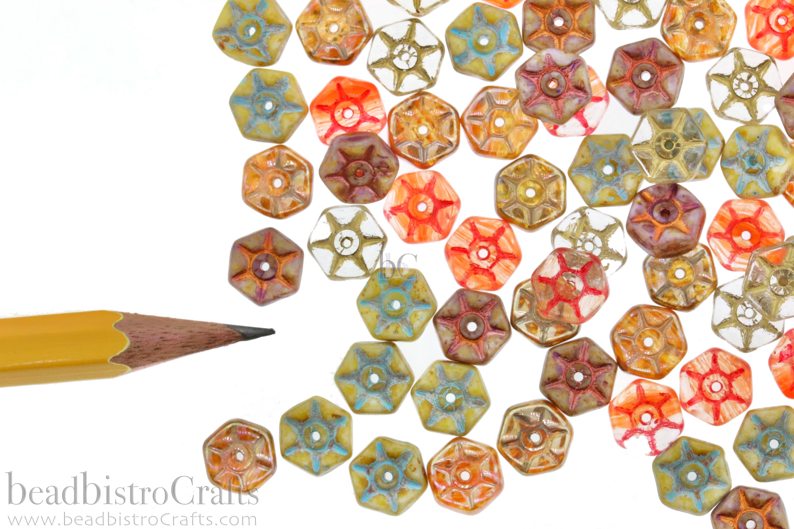 Wheel Spoke Bead 8x3mm Crystal Gold Wash Czech Glass Spacer Beads
