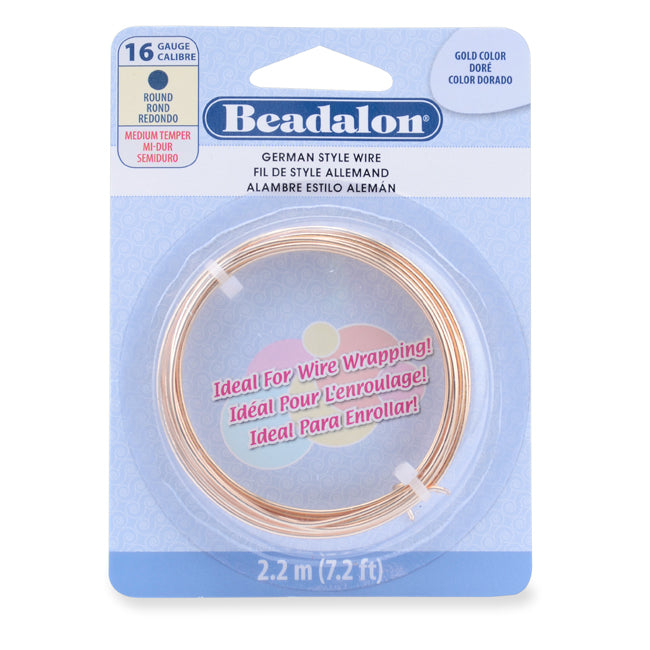 Beadalon German Wire, Gold Color 16 Gauge Round Wire (7.2ft Coil)