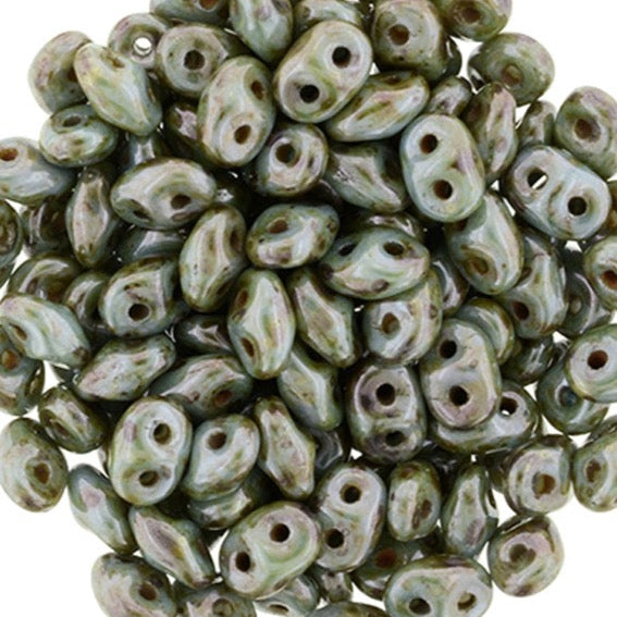 SuperDuo 2.5x5mm Chalk Lazure Blue 2-Hole Czech Seed Beads ~ 20g