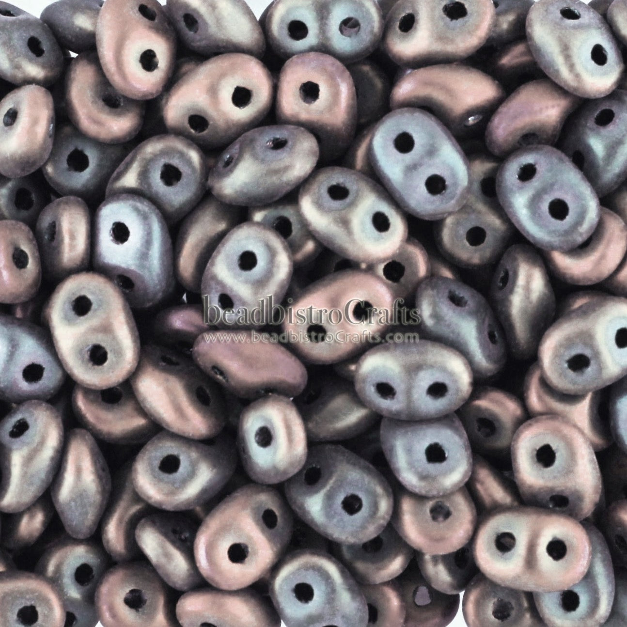 SuperDuo 2.5x5mm Jet Brown Matte Iris 2-Hole Czech Seed Beads ~ 20g