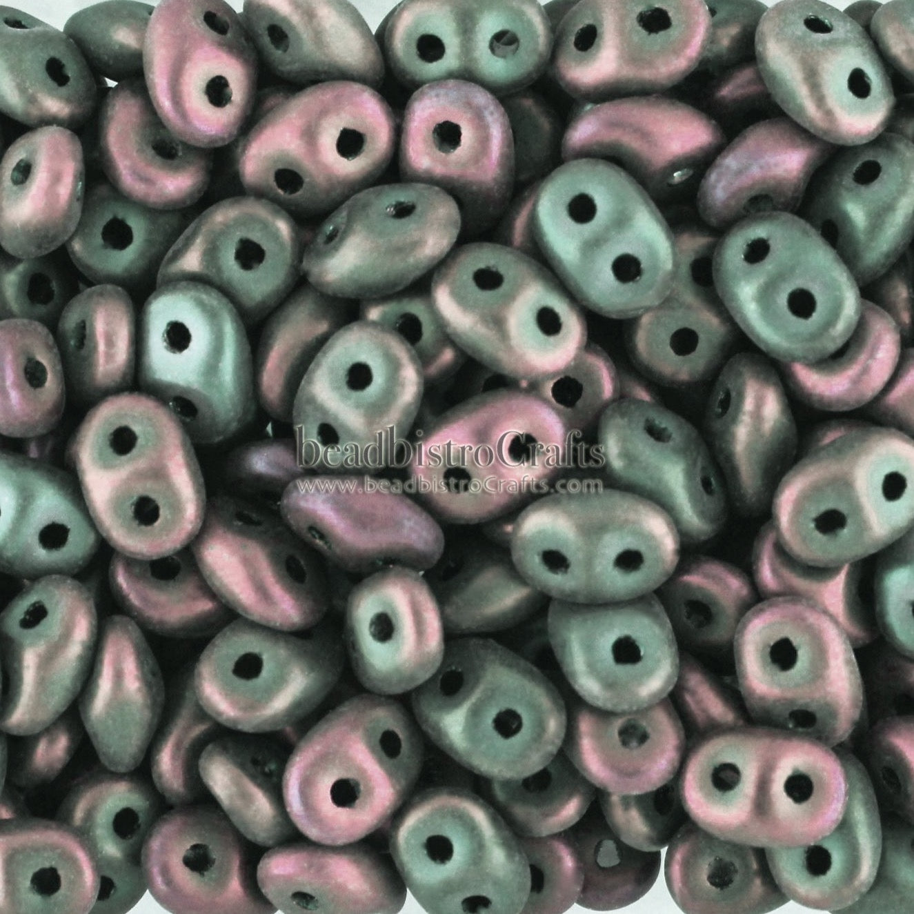 SuperDuo 2.5x5mm Jet Green Matte Iris 2-Hole Czech Seed Beads ~ 20g