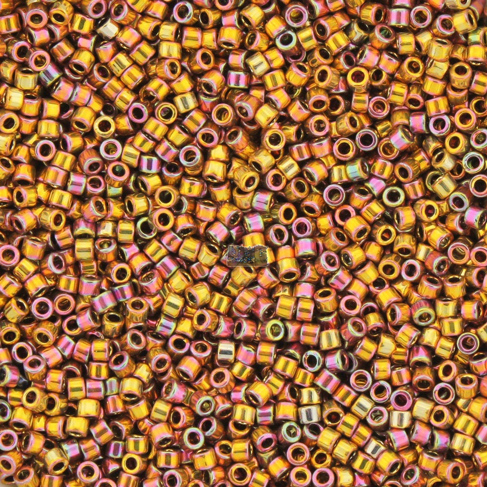 5g Miyuki 11/0 DELICA Seed beads - PINK Gold AB - 24K Gold - size 11 seed beads - #507