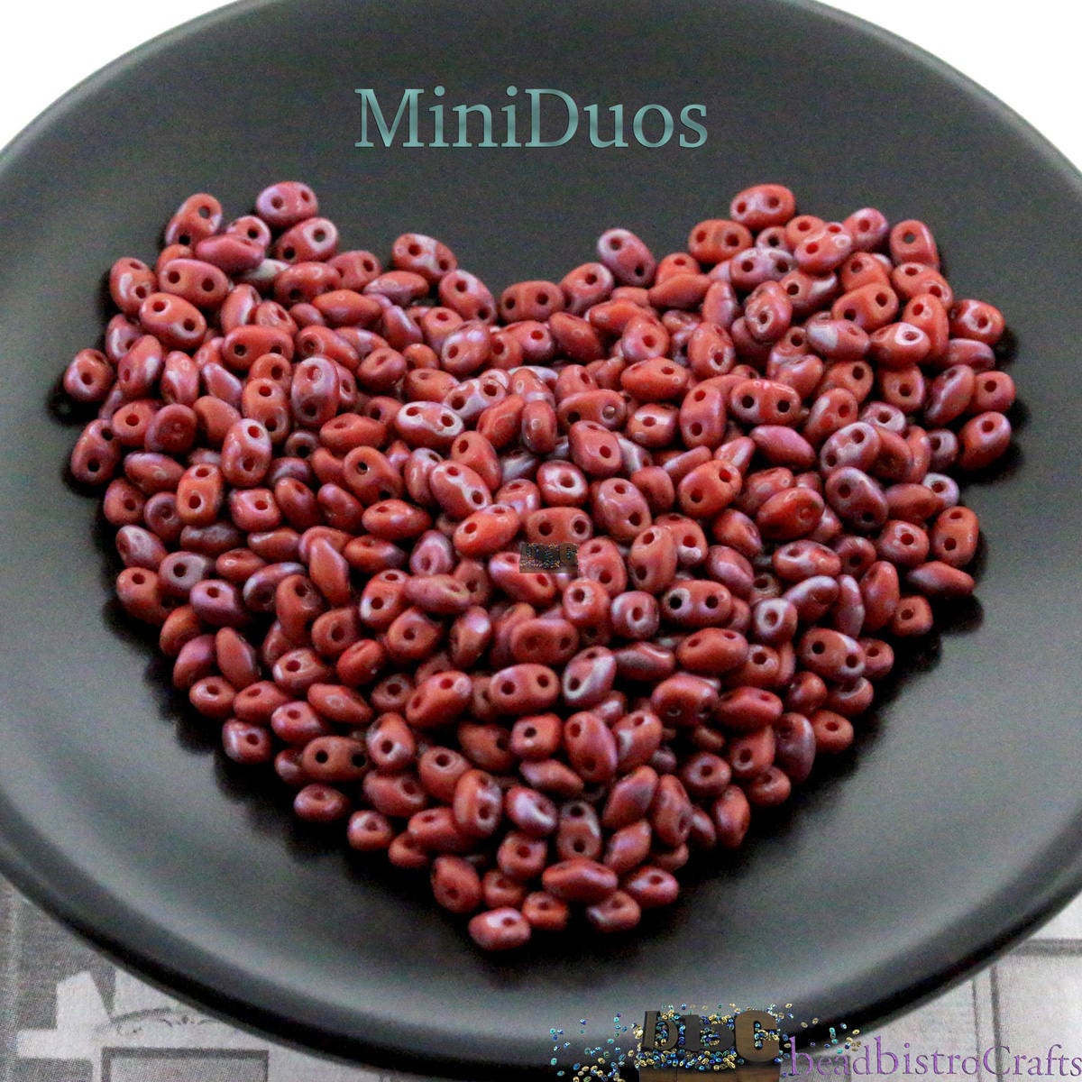 10g Czech MINIDuo 2 hole beads NEBULA Coral Red MATTE 2x4mm