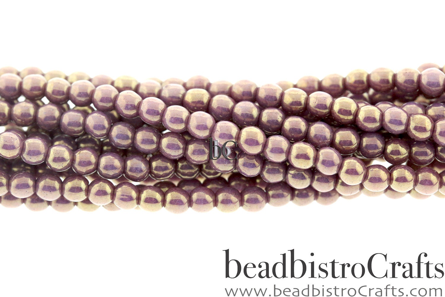 100pcs 3mm / 4mm round Czech glass bead - Alabaster Rose/Gold VEGA LUSTER - Druk bead