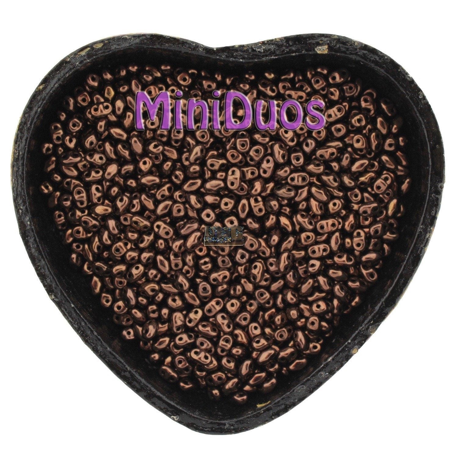 10g Czech MINIDuo 2 hole beads Jet BRONZE 2x4mm