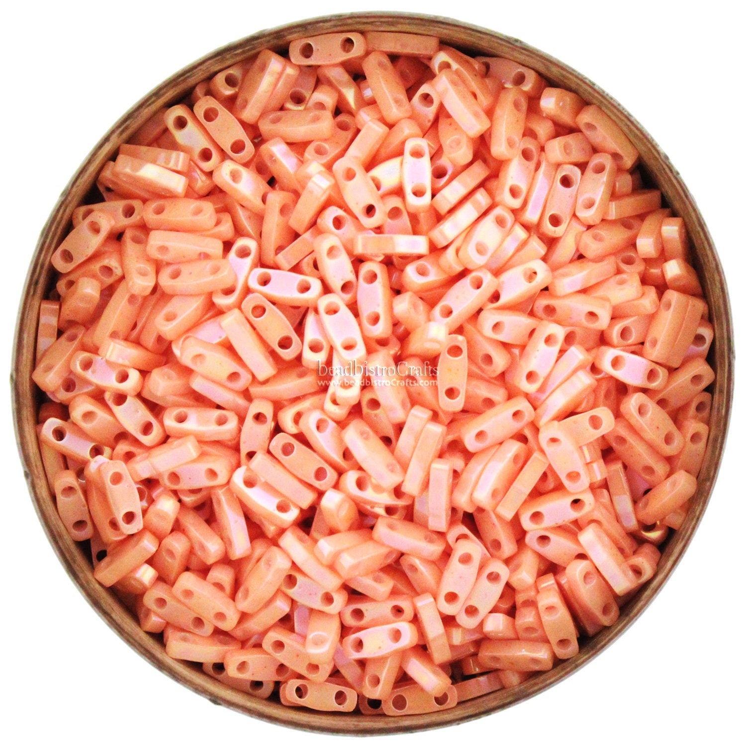 5g or 10g MIYUKI - 1/4 Tila Beads - Opaque SALMON AB - # 596 - size 5mm x 1.2mm x 1.9mm - 2 hole - Quarter Tila