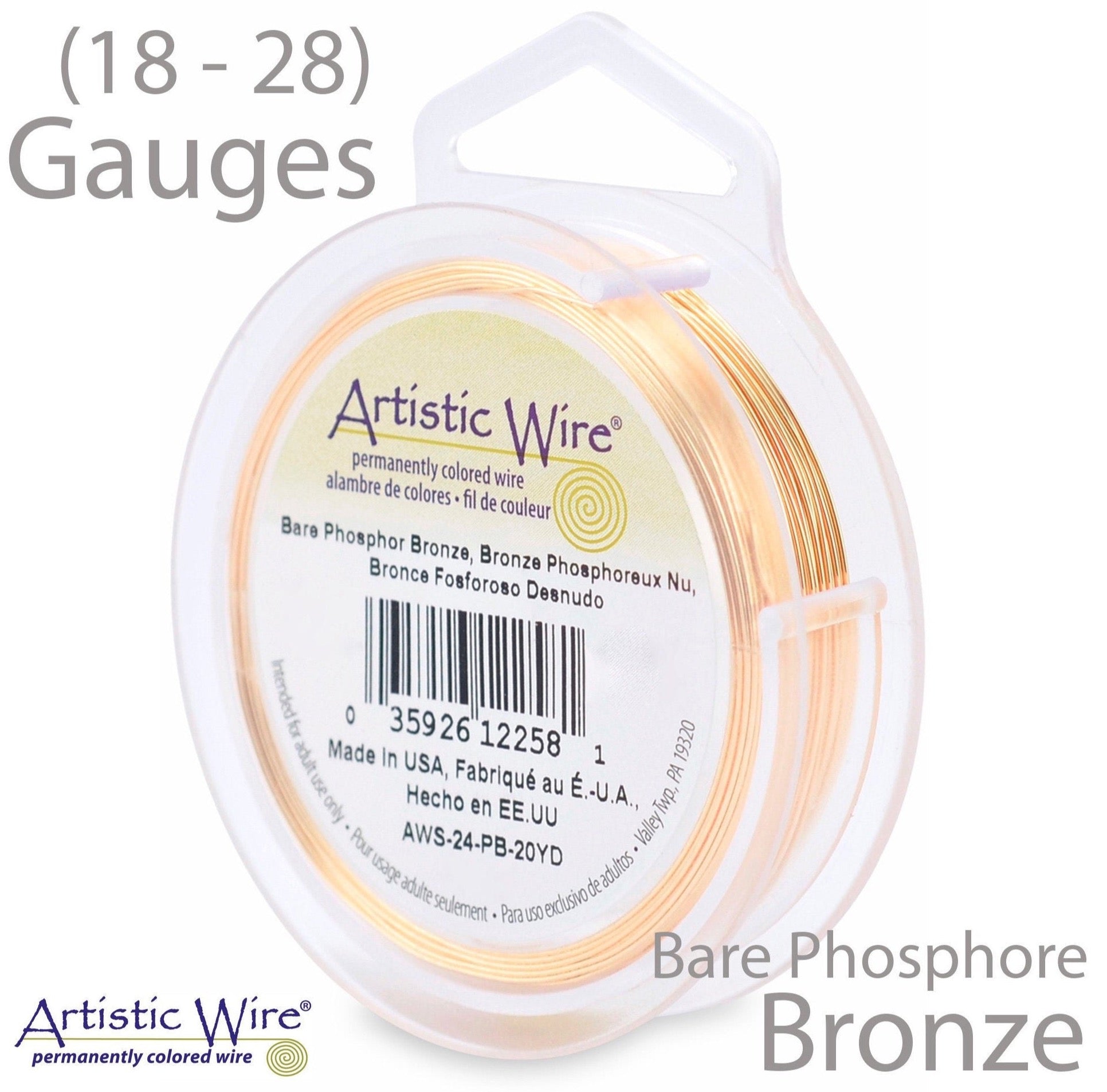 Bare Phosphor Bronze Artistic Wire (18, 20, 22, 24, 26, 28 Gauge)