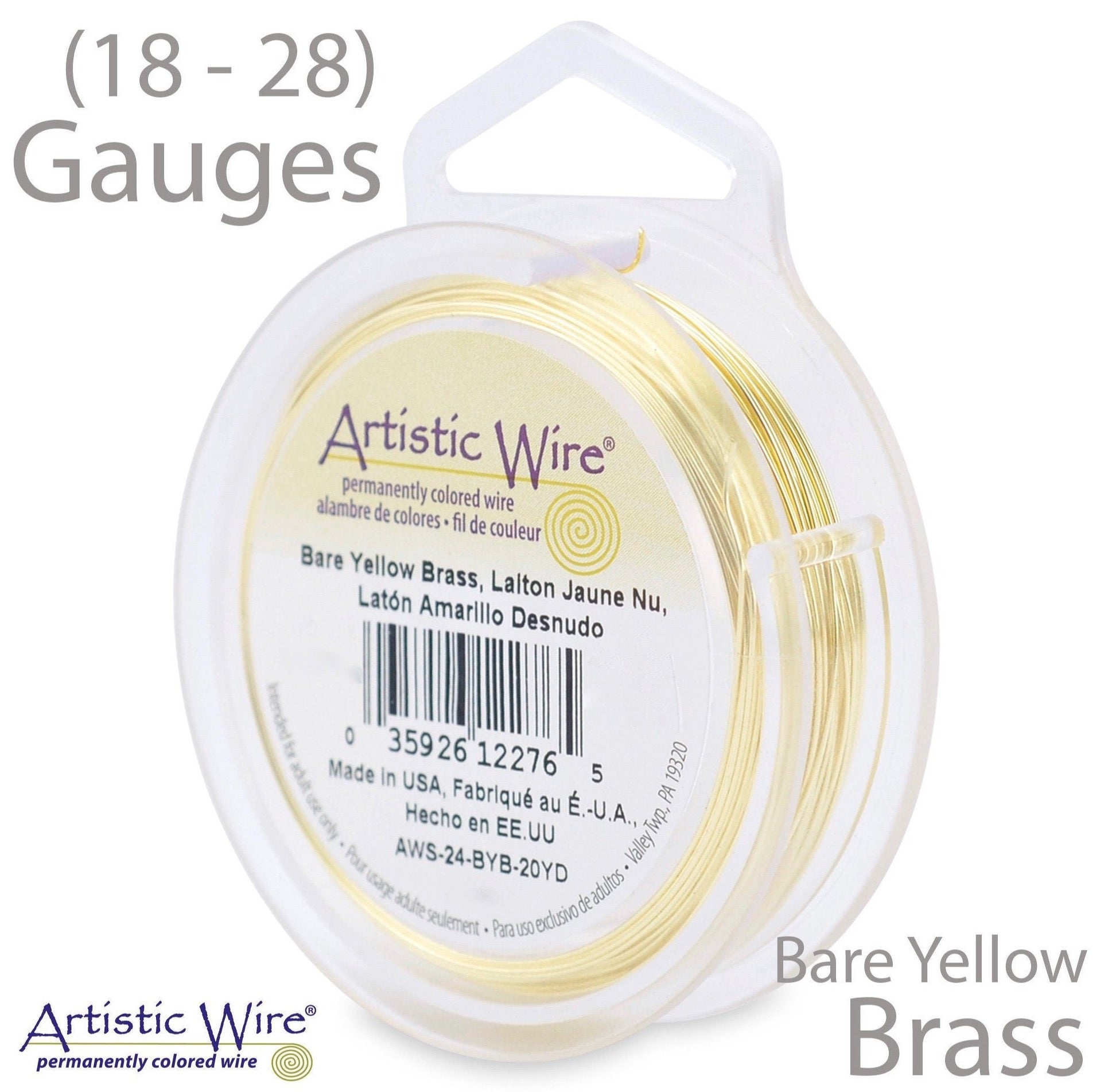 Bare Yellow Brass Artistic Wire - Craft Wire (18, 20, 22, 24, 26, 28 Gauge)