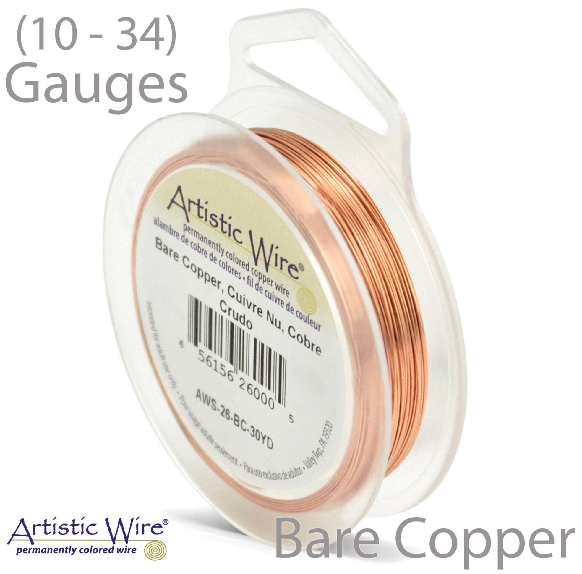 Bare Copper Artistic Wire (10, 12, 14, 16, 18, 20, 22, 24, 26, 28, 30, 32, 34 Gauges)