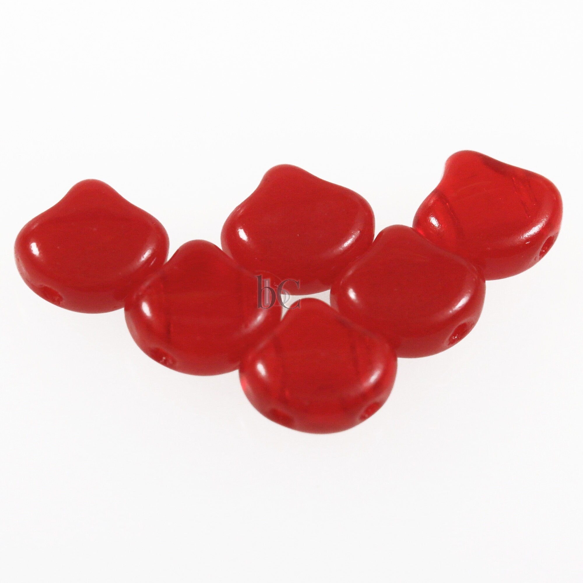 30pcs Czech 2-hole GINKO beads - Ginko Duo - Opal Red Cherry Ginko bead - 7.5x7.5mm