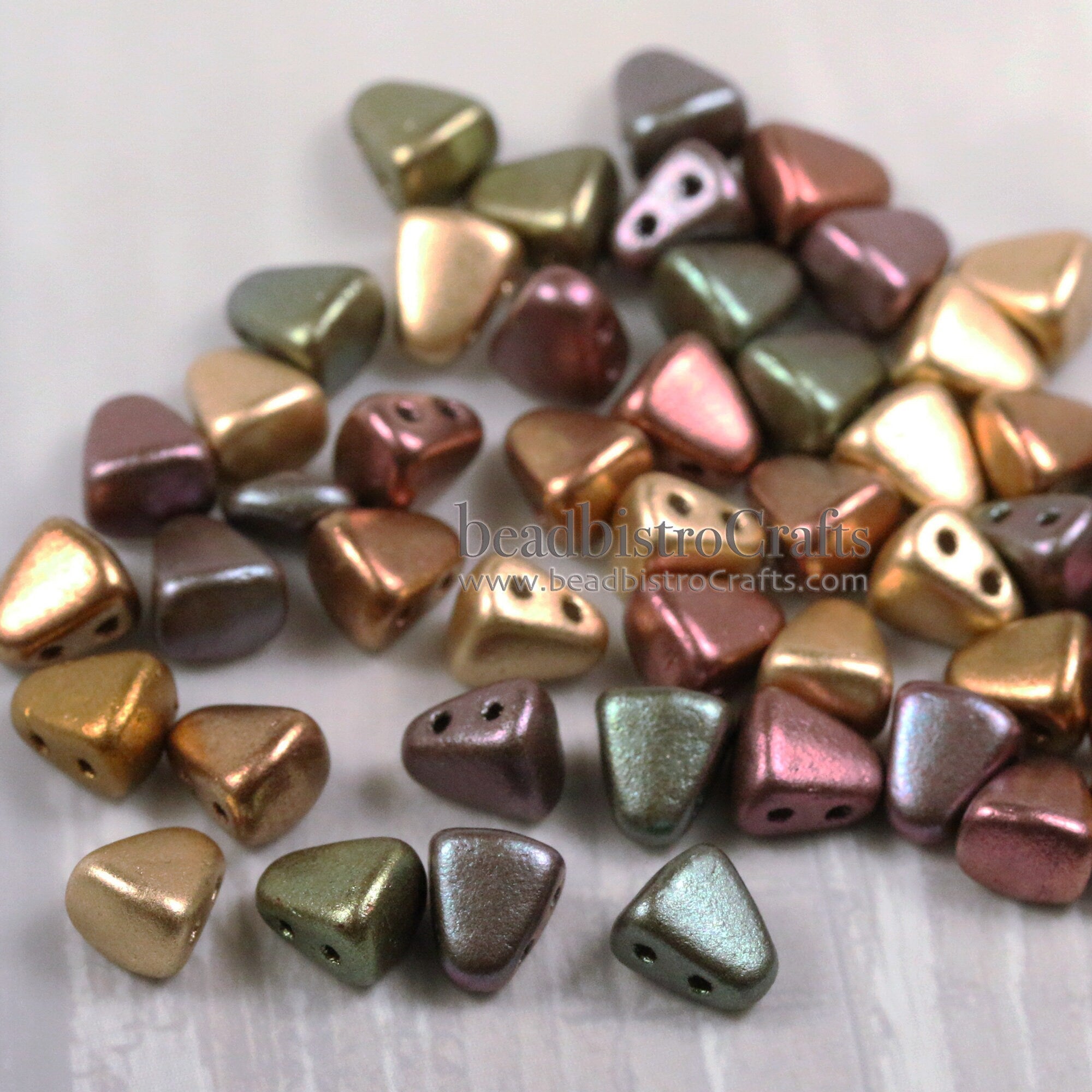 50pcs Czech NIB-BIT beads - new 2 hole Nib Bit - Violet RAINBOW - Matte Metallic - 6x5mm