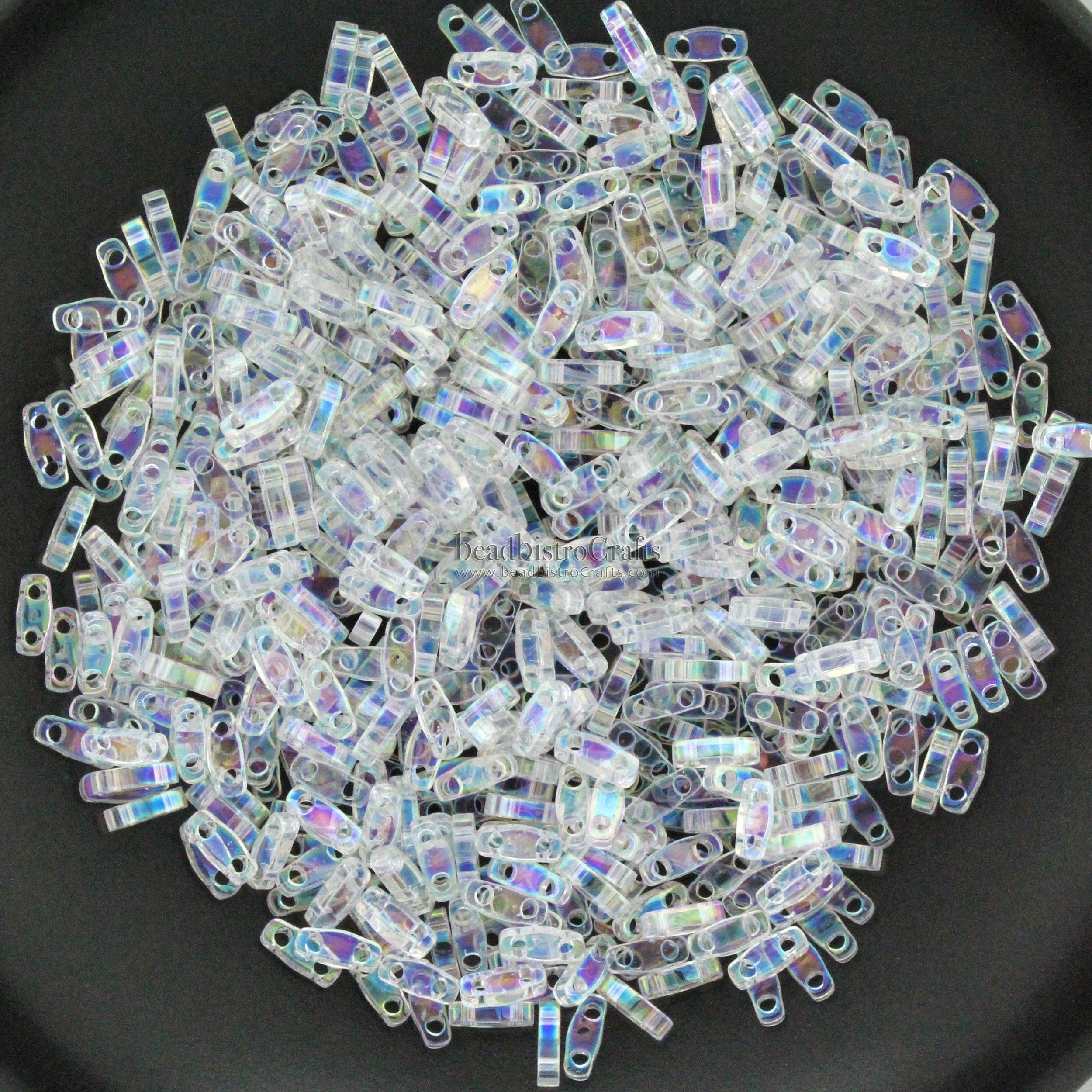 5g MIYUKI - 1/4 Tila Beads - Clear Transparent RAINBOW - # 250 - size 5x1.2x1.9mm - 2 hole - Quarter Tila