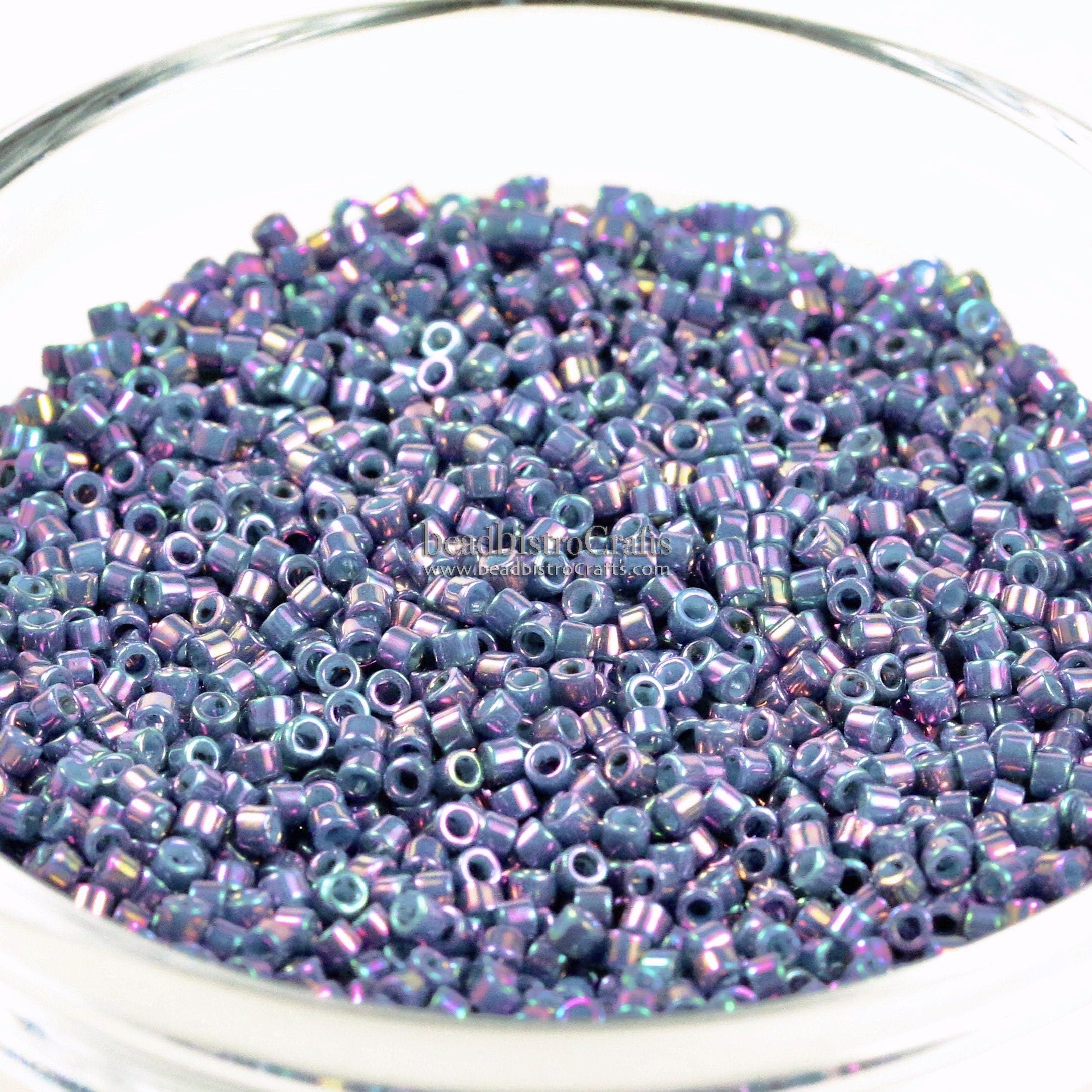5g Miyuki 11/0 DELICA Seed beads - Opaque Slate PURPLE Rainbow LUSTERED - size 11 seed beads - #0134
