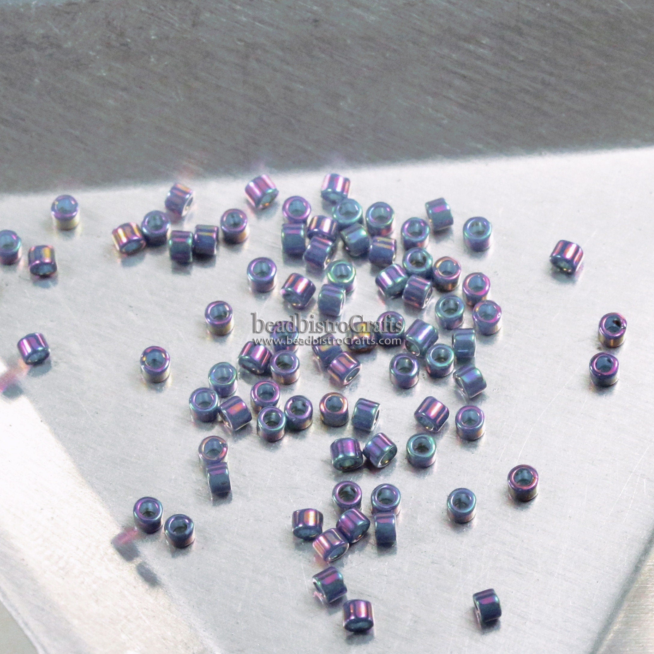 5g Miyuki 11/0 DELICA Seed beads - Opaque Slate PURPLE Rainbow LUSTERED - size 11 seed beads - #0134