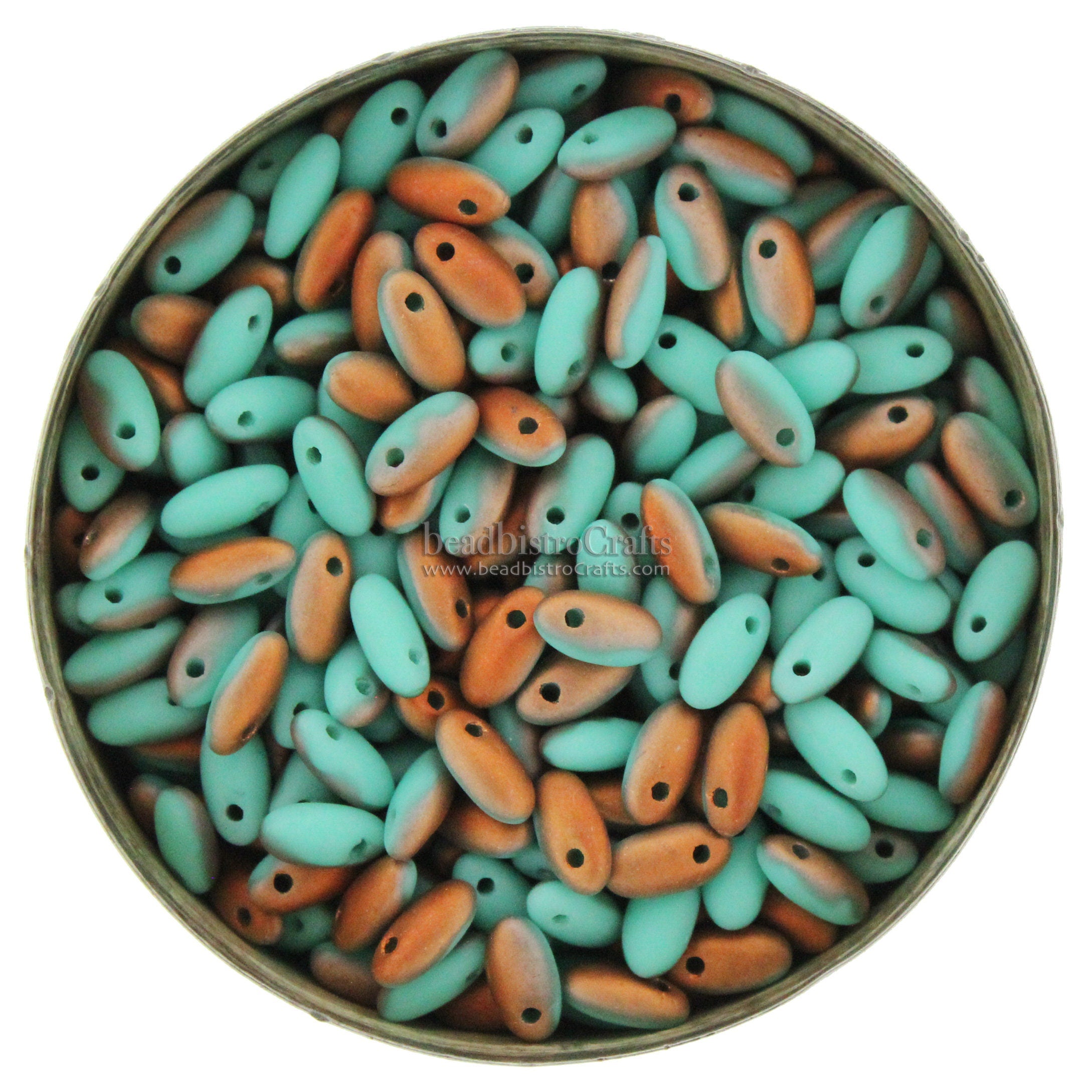 10g Czech RIZO beads - Jade SUNSET MATTED - rice-shaped glass drop beads - top drilled - 2.5x6mm