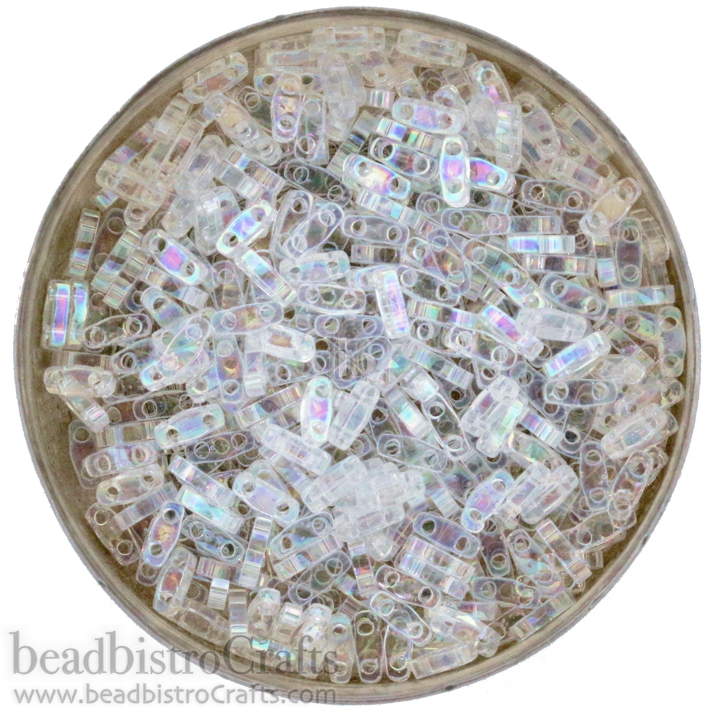 5g MIYUKI - 1/4 Tila Beads - Clear Transparent RAINBOW - # 250 - size 5x1.2x1.9mm - 2 hole - Quarter Tila