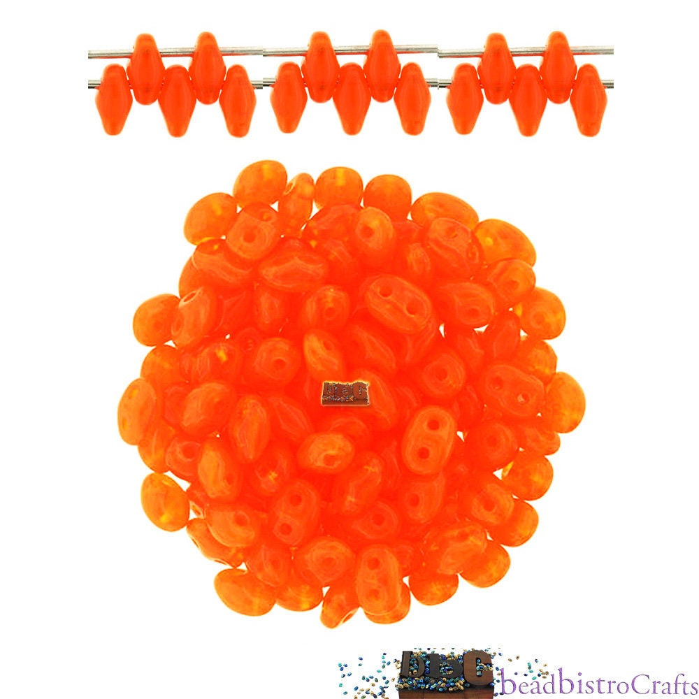 10g Czech SuperDuo 2 hole beads * Hyacinth Orange OPAL - 2.5x5mm
