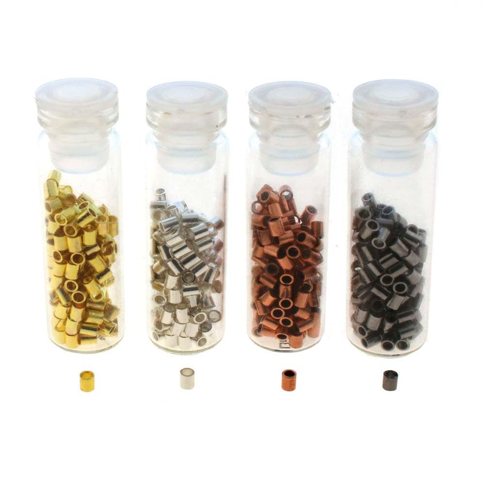 Beadsmith Crimp Tubes 1.3mm, Basic Elements by Beadsmith, 4 Color Variety Pack, 600 Pieces