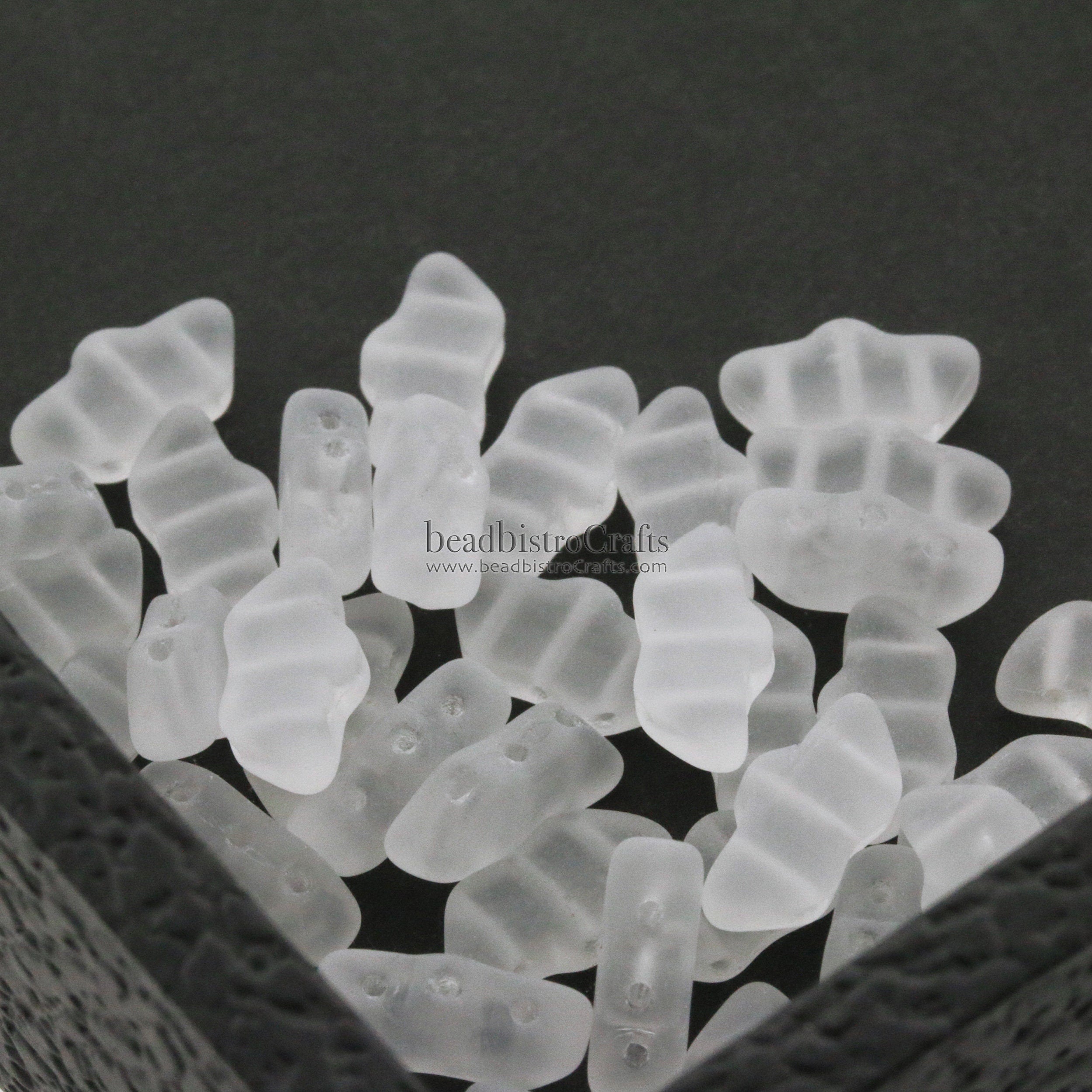 20pcs Czech DELOS® Par Puca® beads - 3 hole beads - Crystal MATTE - 6x11mm