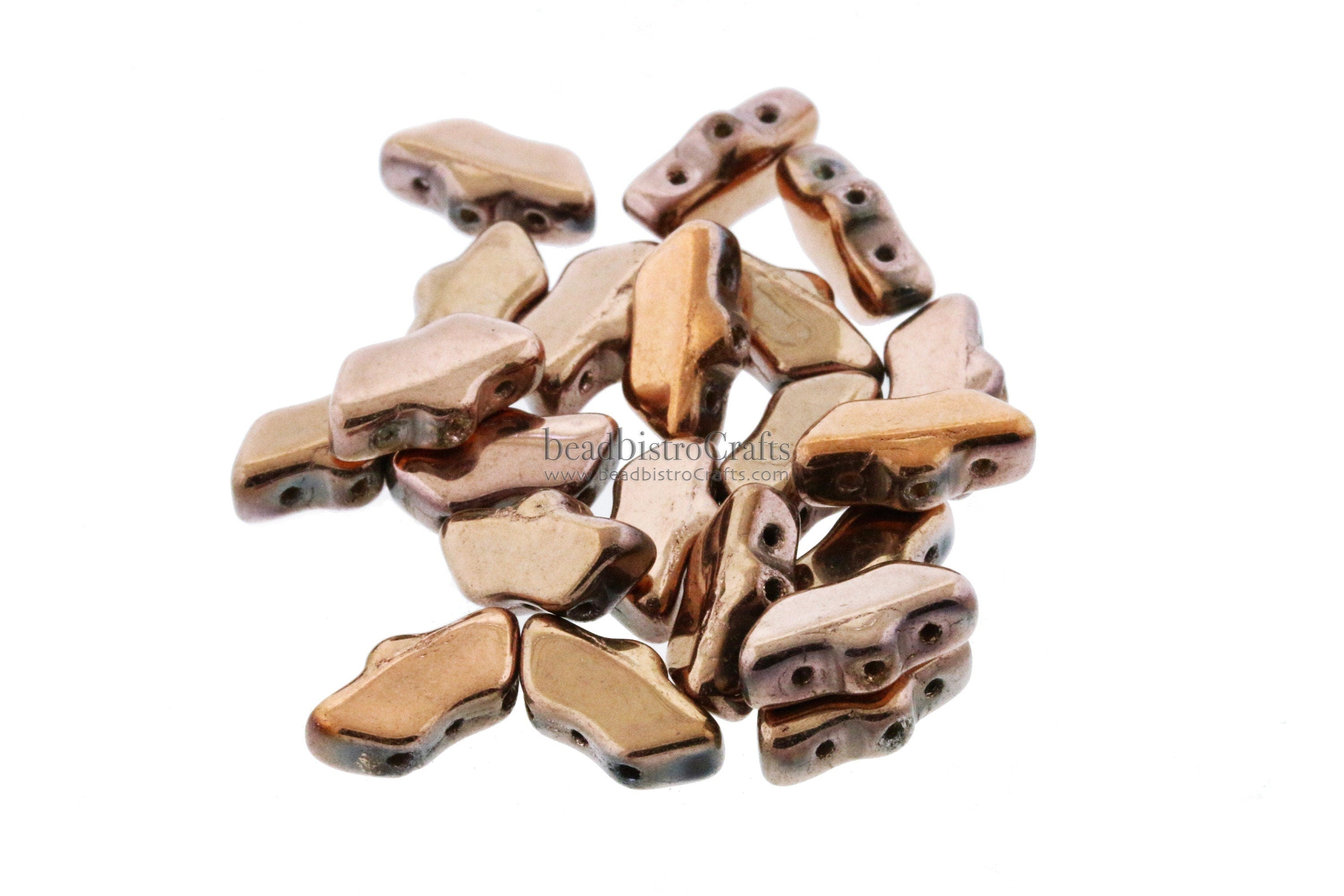 20pcs Czech DELOS® Par Puca® beads - 3 hole beads - Full CAPRI GOLD - 6x11mm