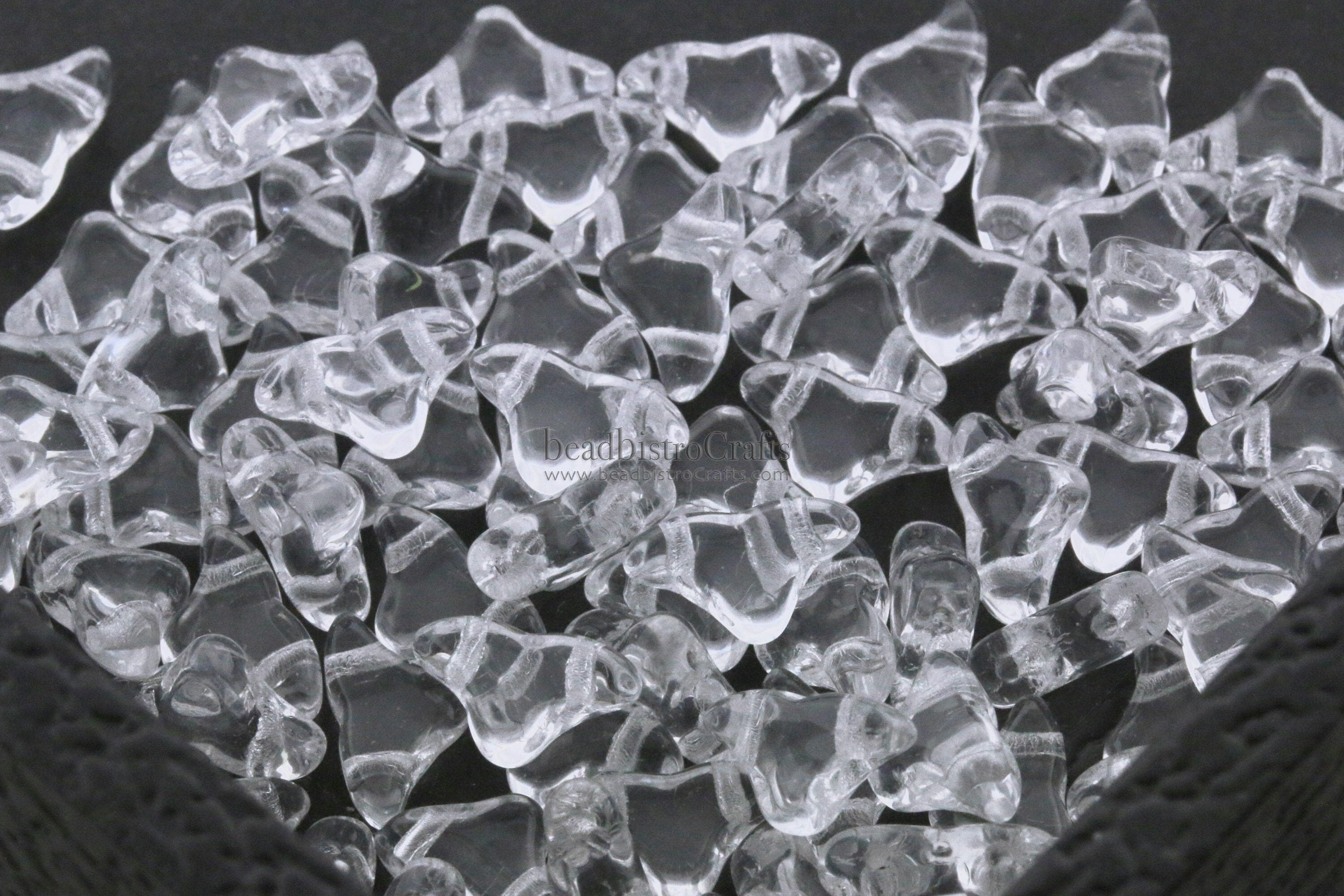 30pcs Czech HELIOS® Par Puca® beads - 2 hole beads - Crystal Clear - 6x10mm