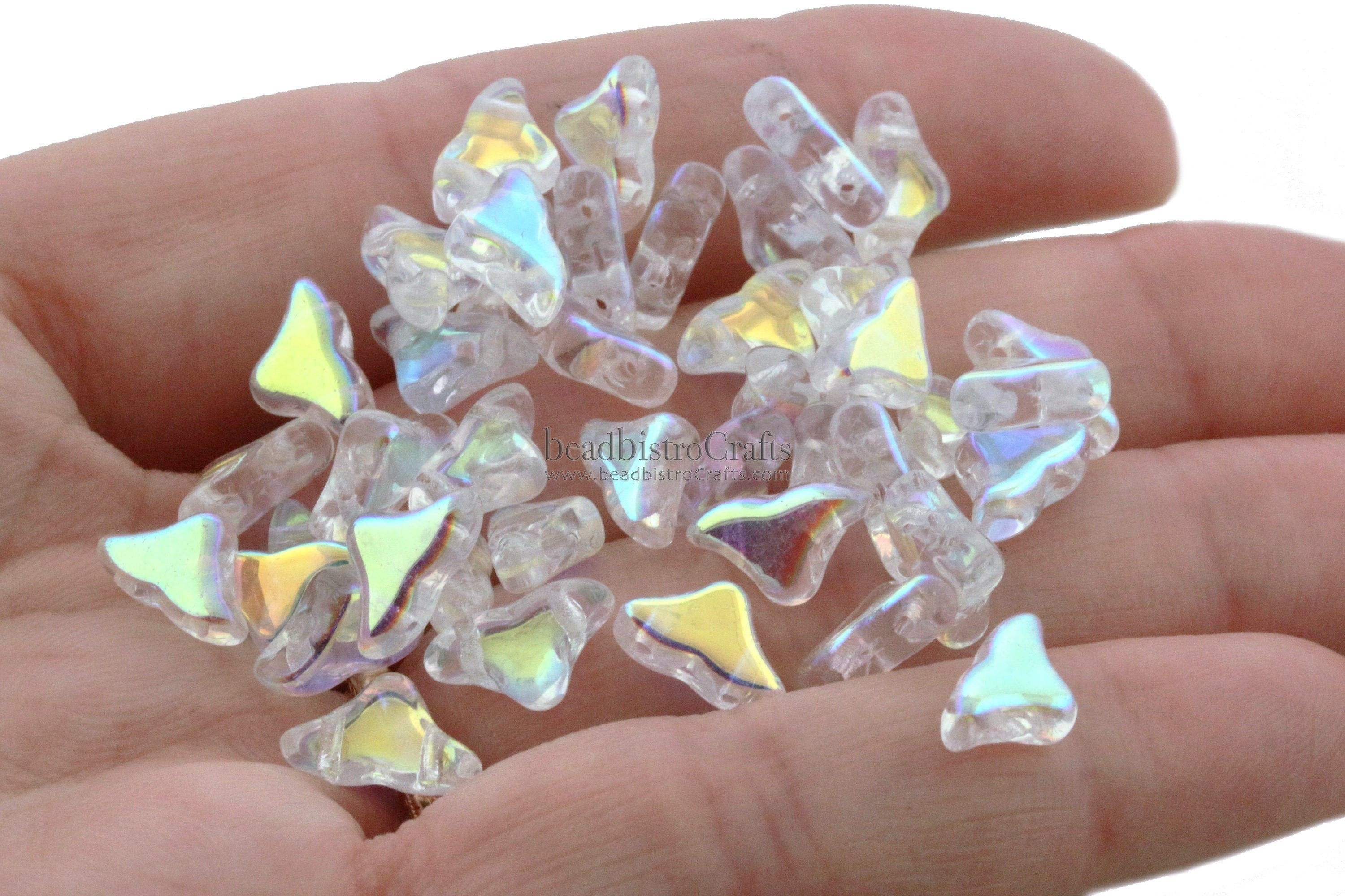 30pcs Czech HELIOS® Par Puca® beads - 2 hole beads - Crystal AB - 6x10mm