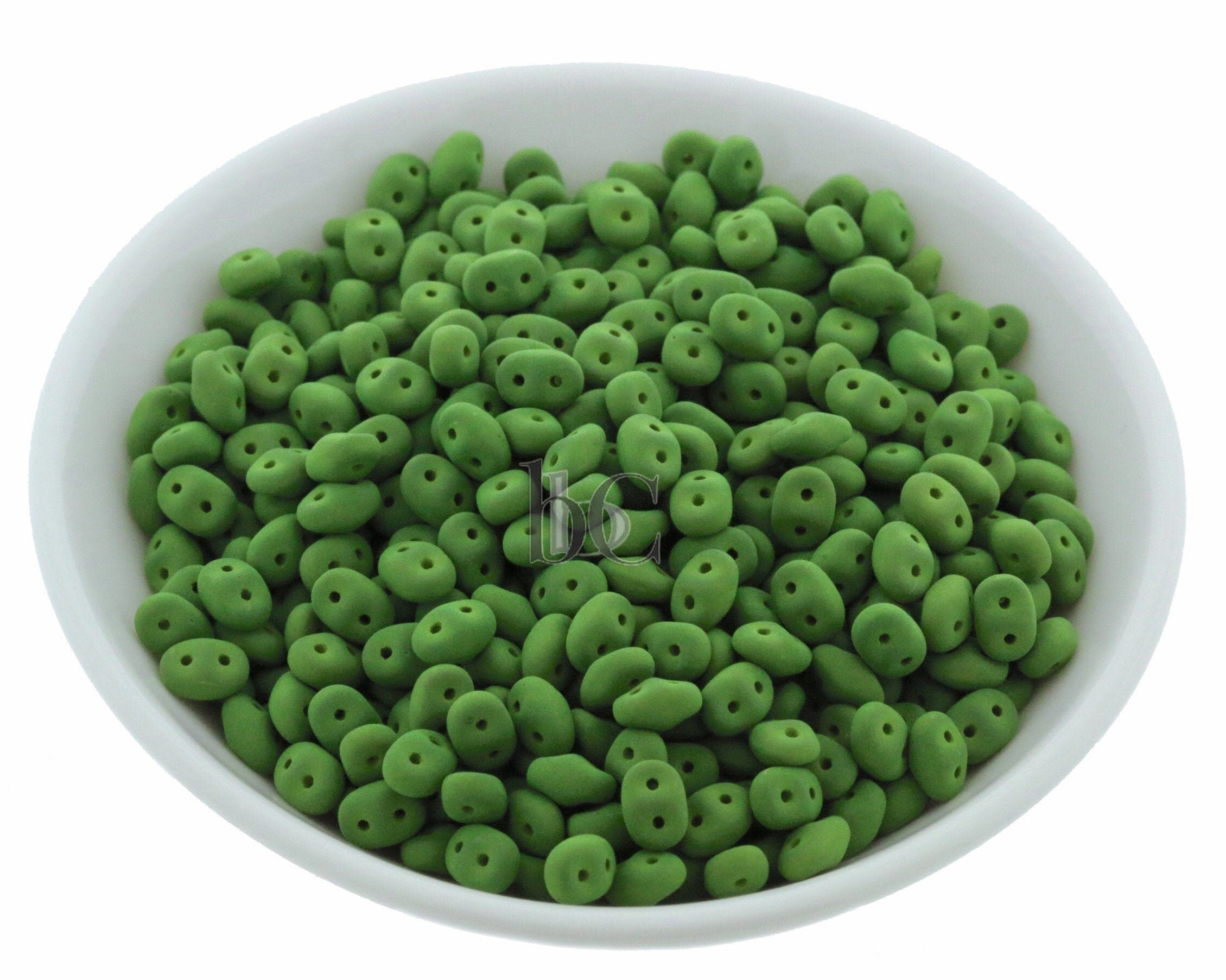 20g Czech SuperDuo 2 hole beads * NEW Color * MATTE VELVET Lizard Green 2.5x5mm