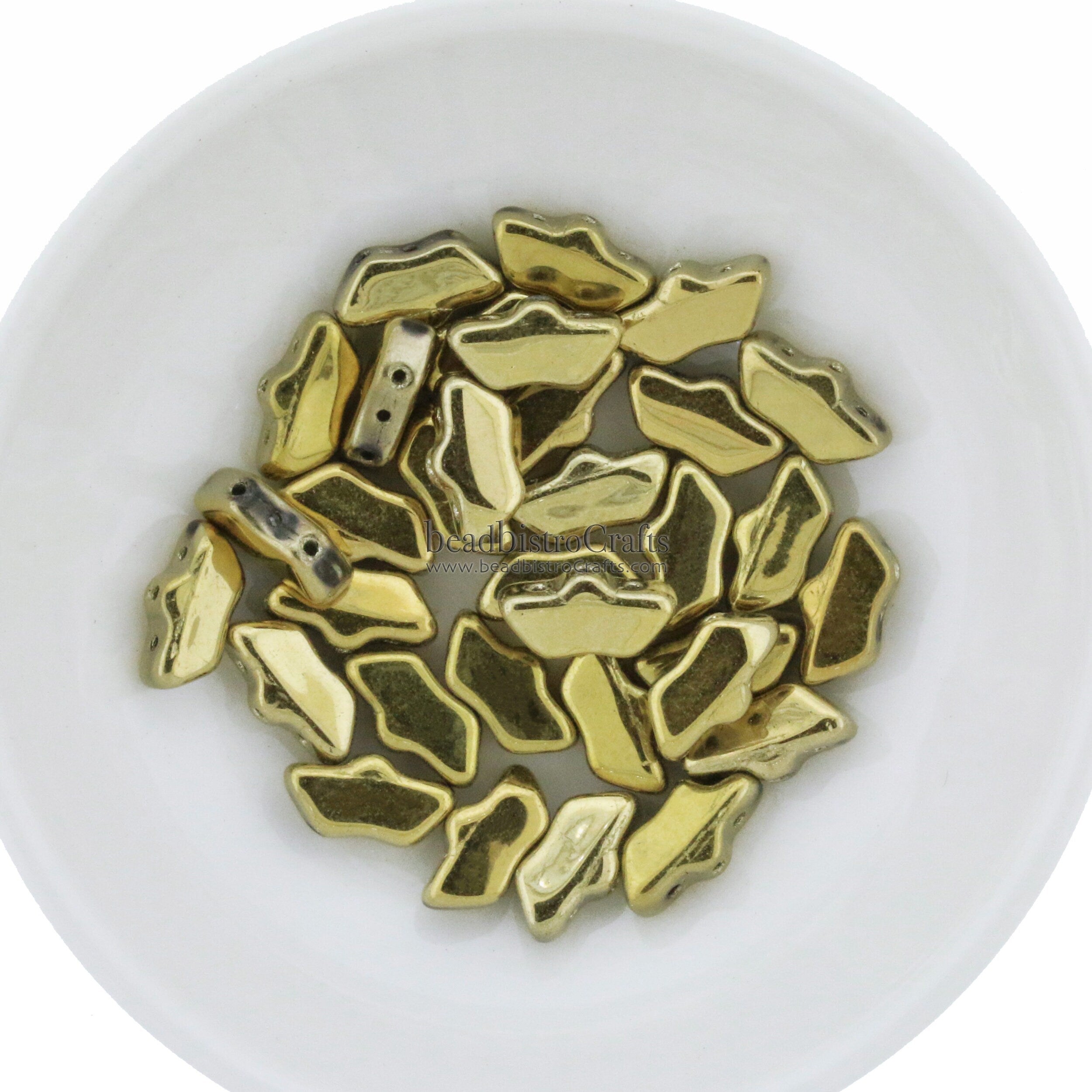 20pcs Czech DELOS® Par Puca® beads - 3 hole beads - Full DORADO - 6x11mm