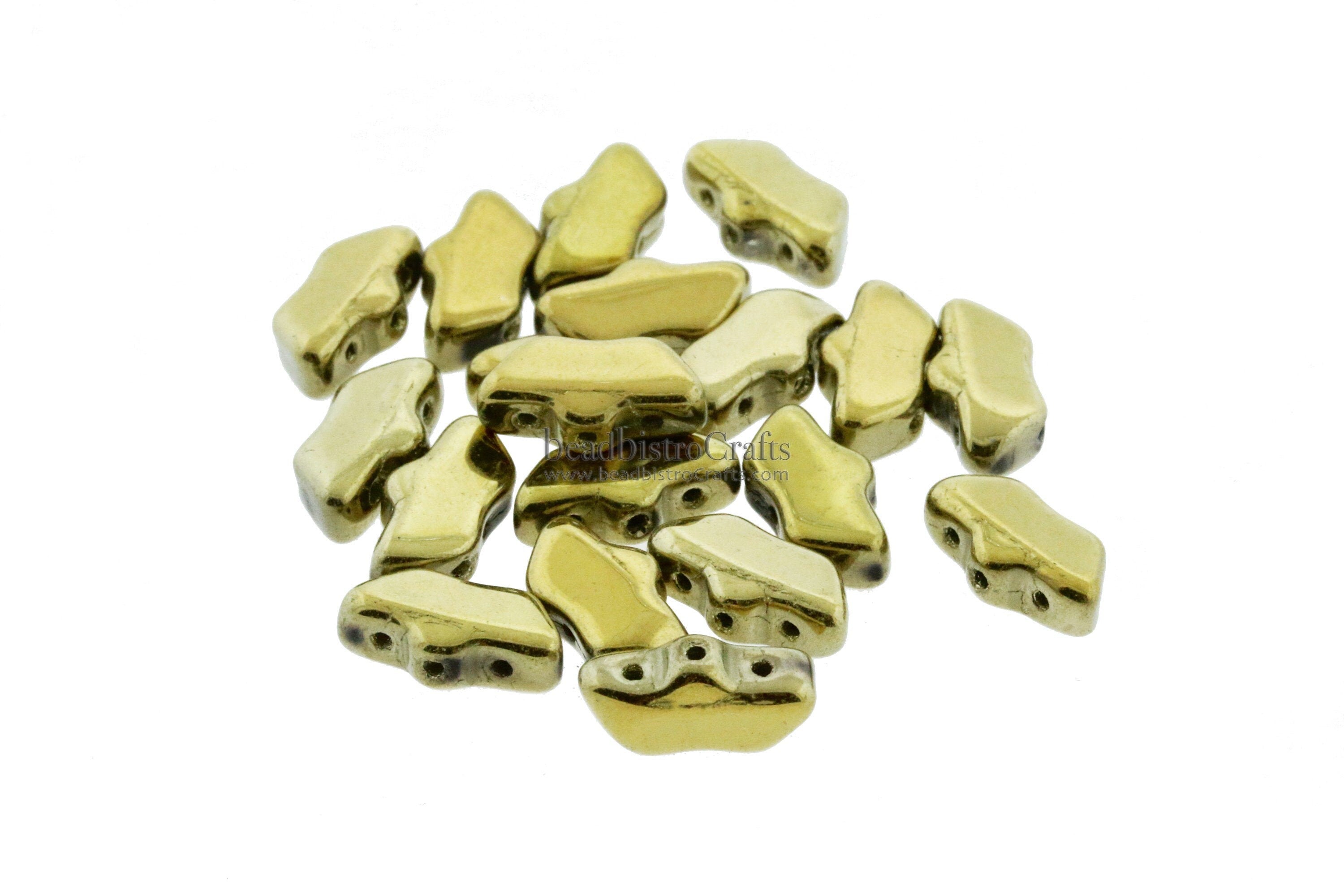 20pcs Czech DELOS® Par Puca® beads - 3 hole beads - Full DORADO - 6x11mm
