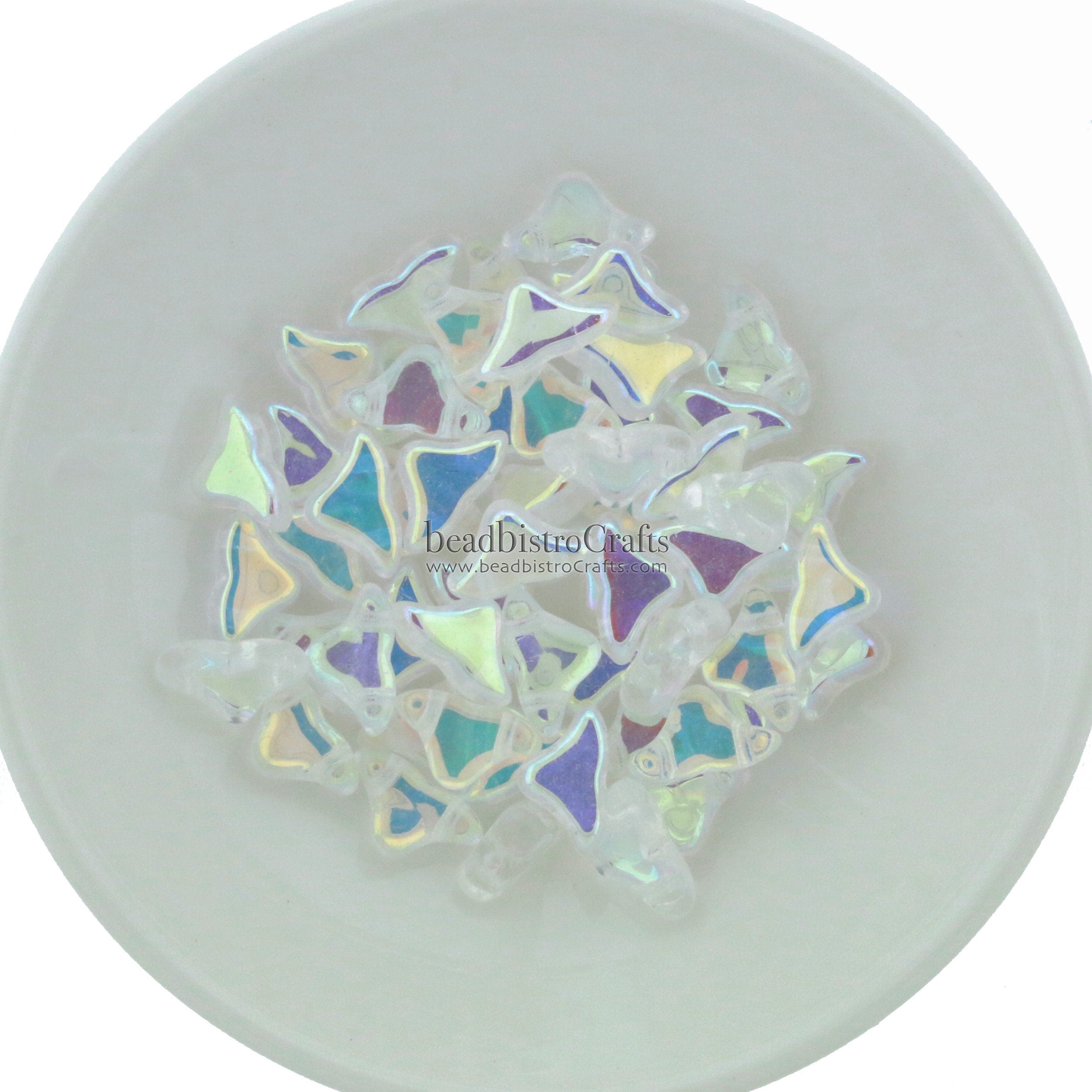 30pcs Czech HELIOS® Par Puca® beads - 2 hole beads - Crystal AB - 6x10mm