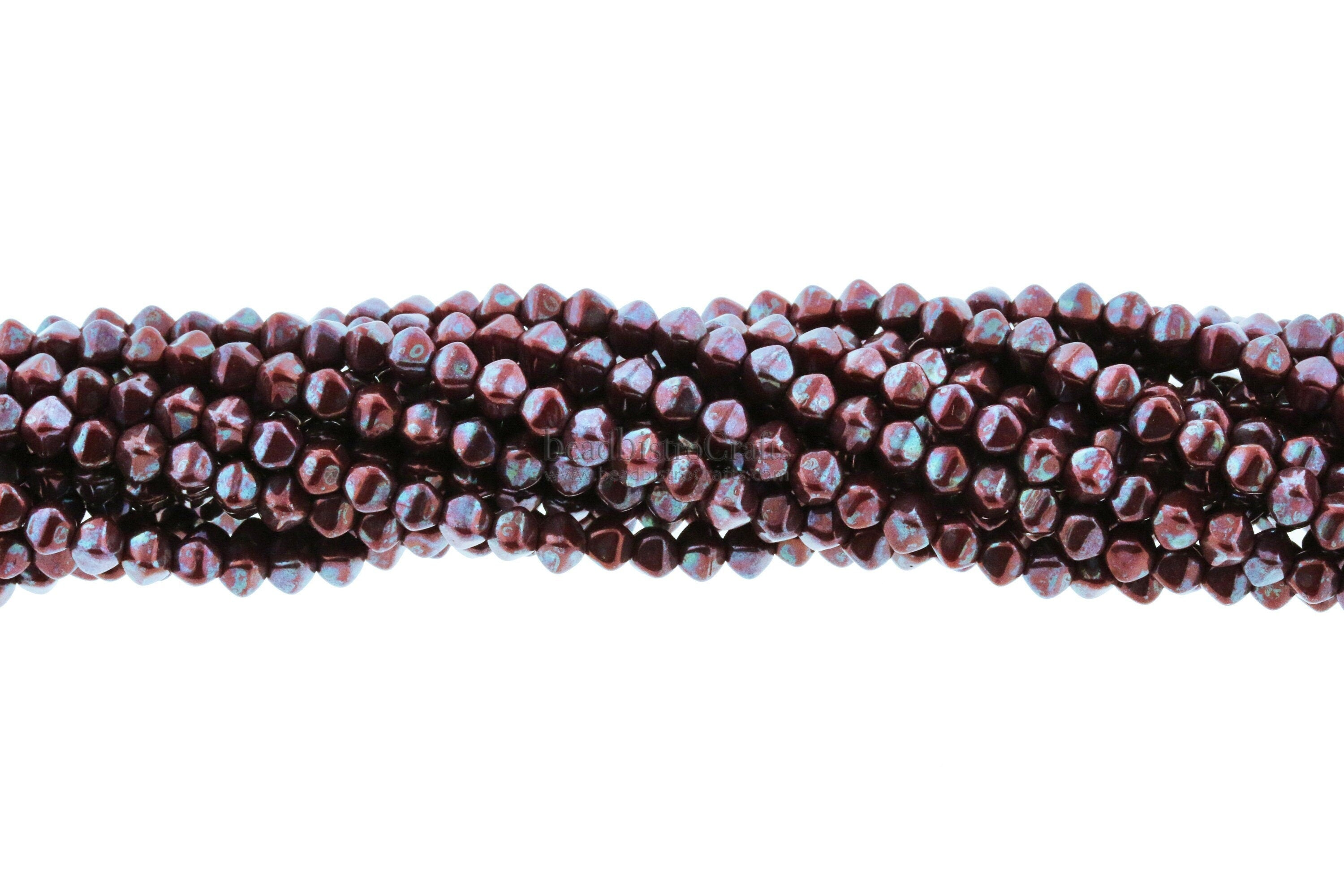 4x4mm Czech glass MINI Bicones - 50pc or 200pc - pressed glass bead * Opaque Red Coral NEBULA - 4mm beads