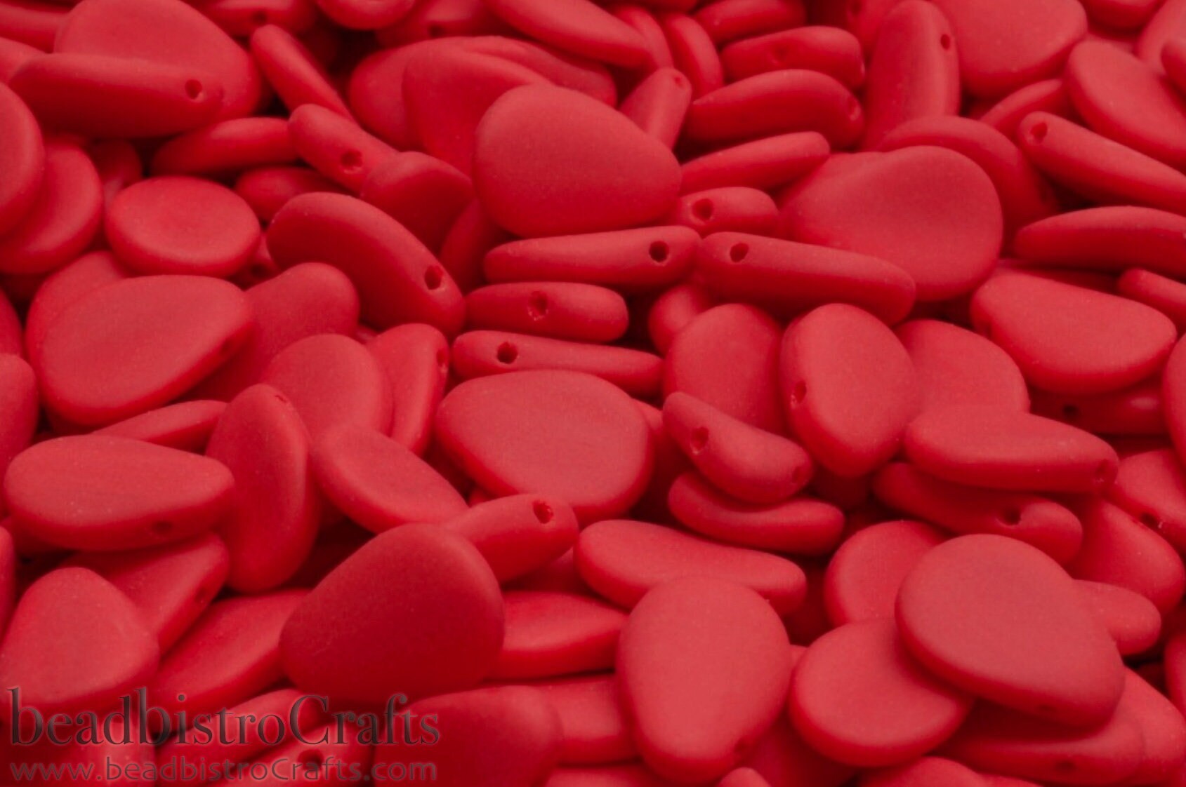 25pcs Flower Petal beads - Czech Glass Anemone Petals - MATTE Opaque Red - 8x11mm