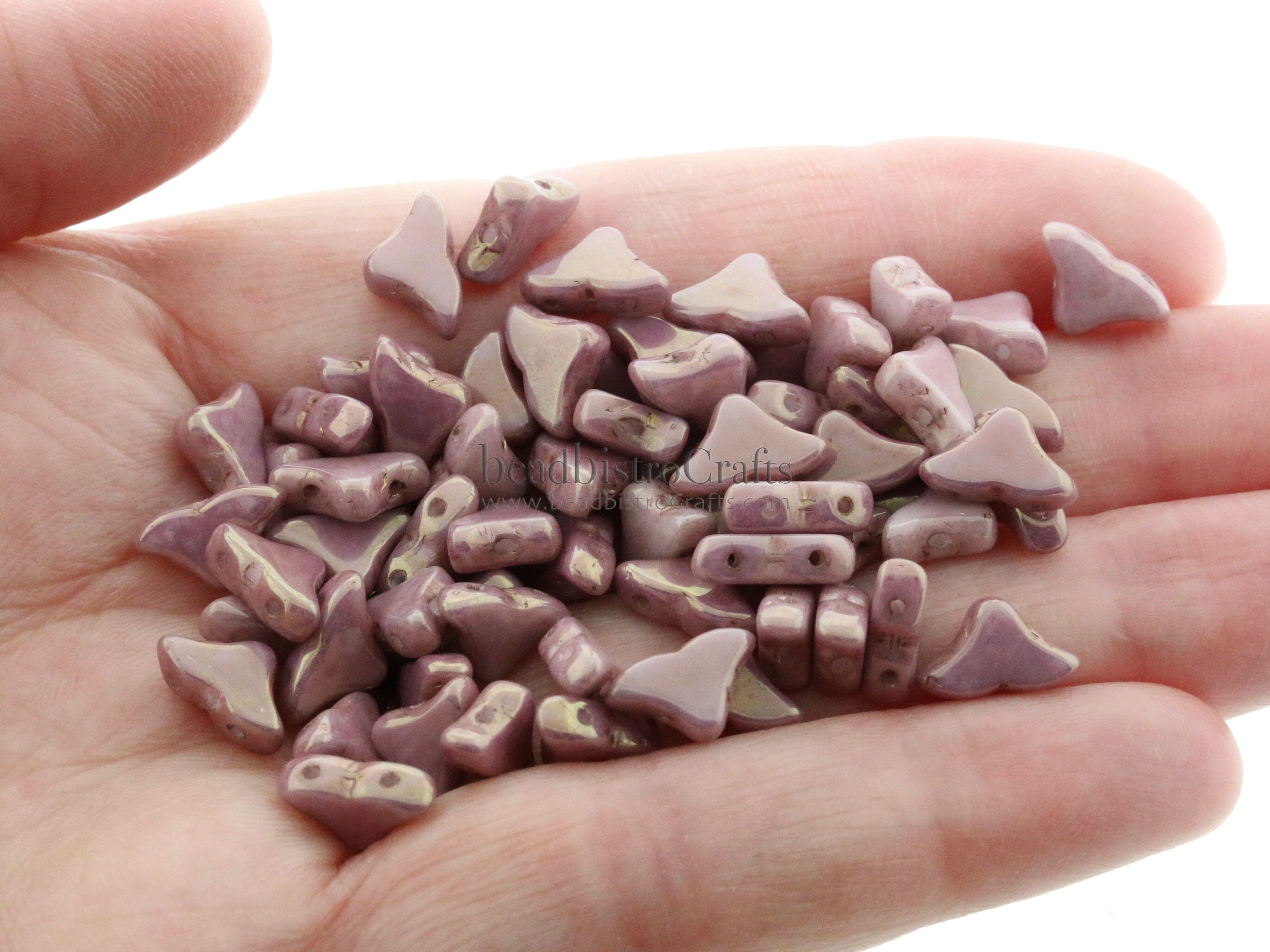 30pcs Czech HELIOS® Par Puca® beads - 2 hole beads - Opaque VIOLET/ GOLD Luster - 6x10mm