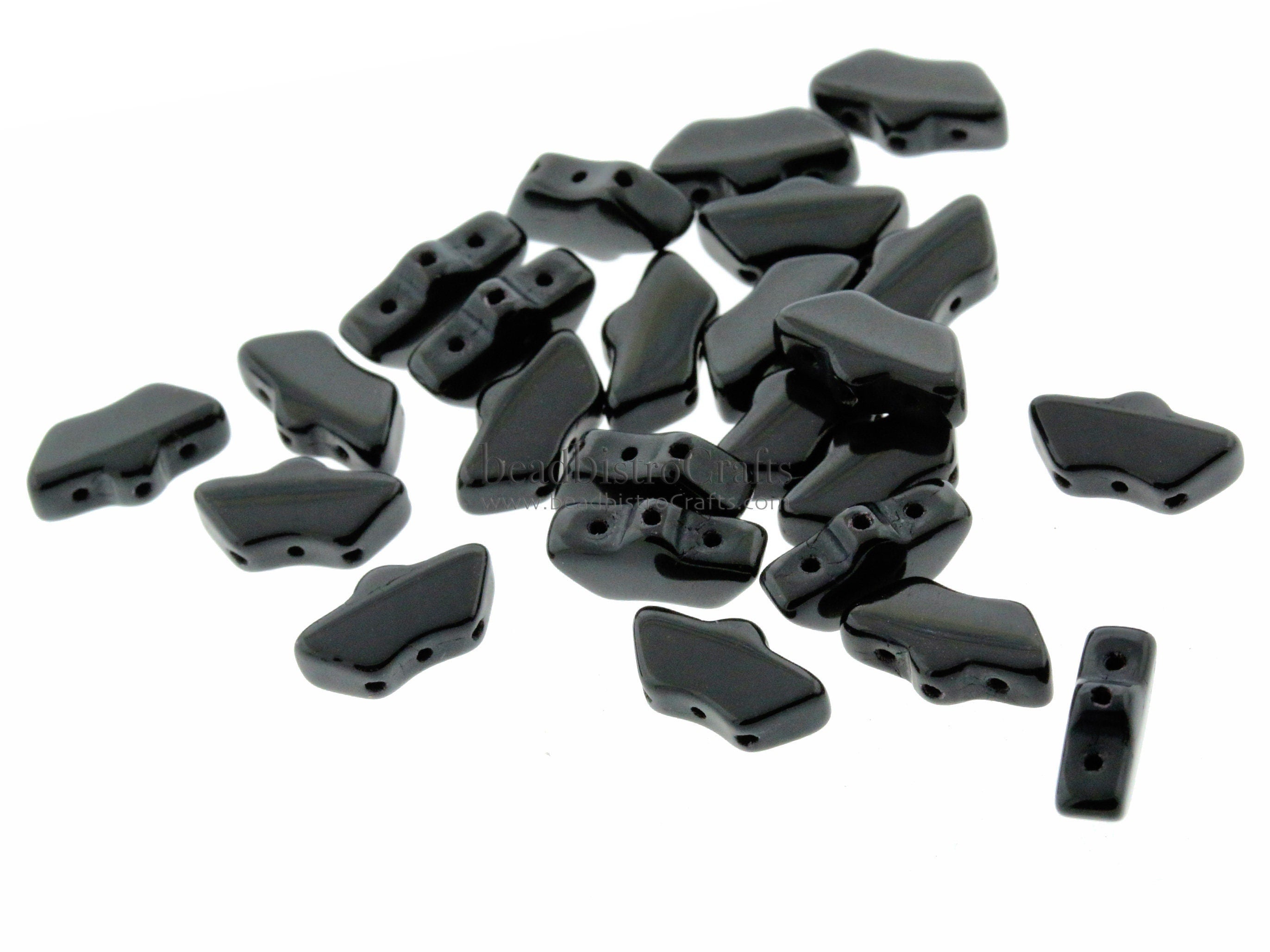 20pcs Czech DELOS® Par Puca® beads - 3 hole beads - Opaque JET - 6x11mm