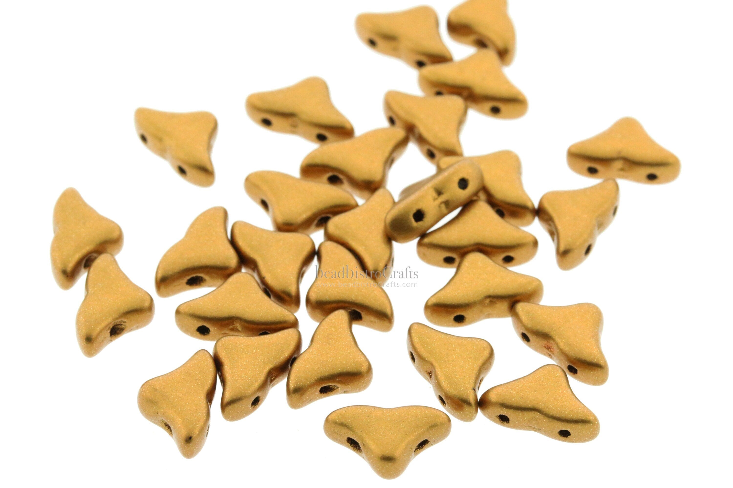 30pcs Czech HELIOS® Par Puca® beads - 2 hole beads - BRONZE GOLD Matte - 6x10mm