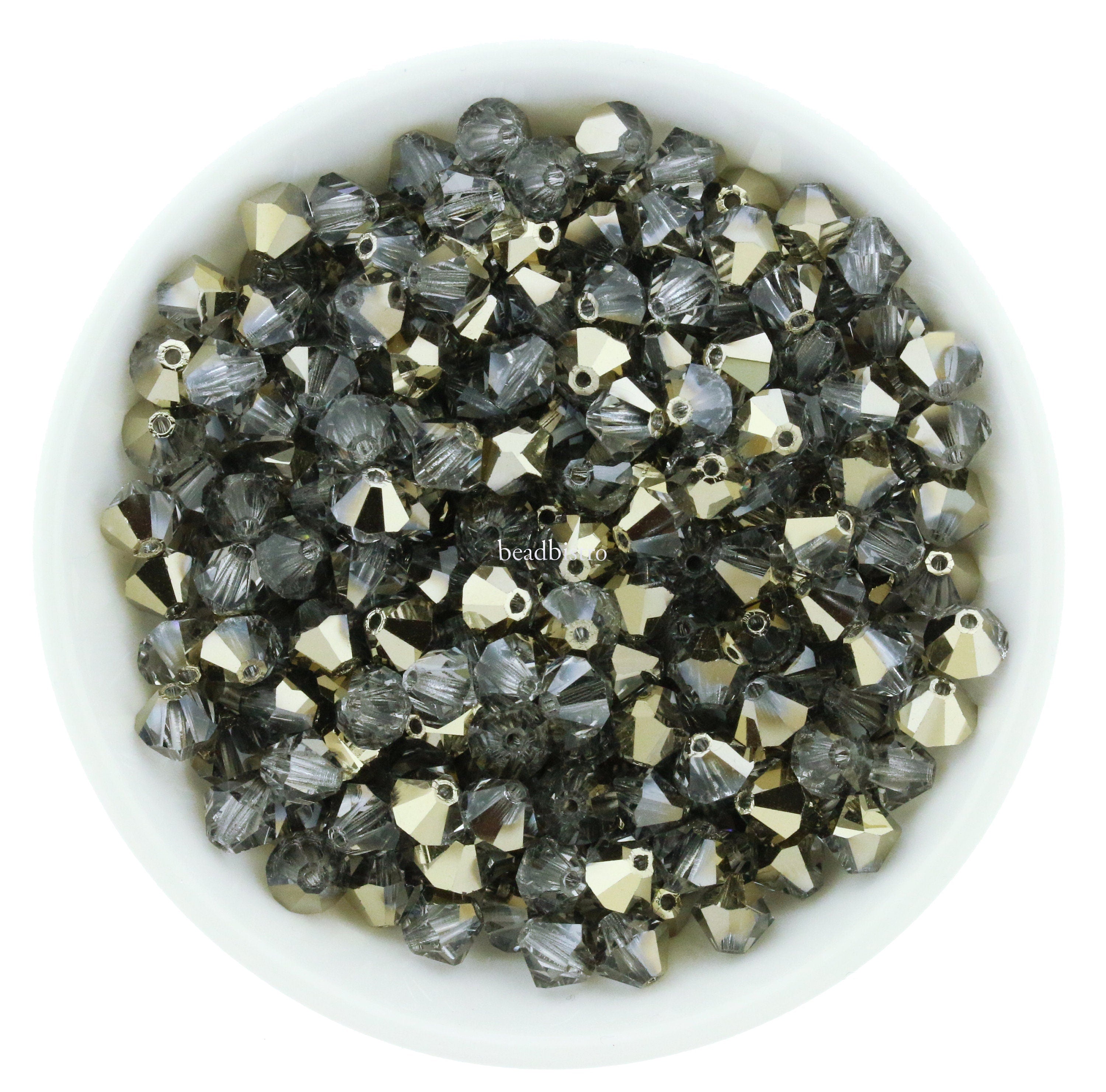 Preciosa Bicones Starlight Gold (Half) 3mm, 4mm, 6mm Crystal Bicones