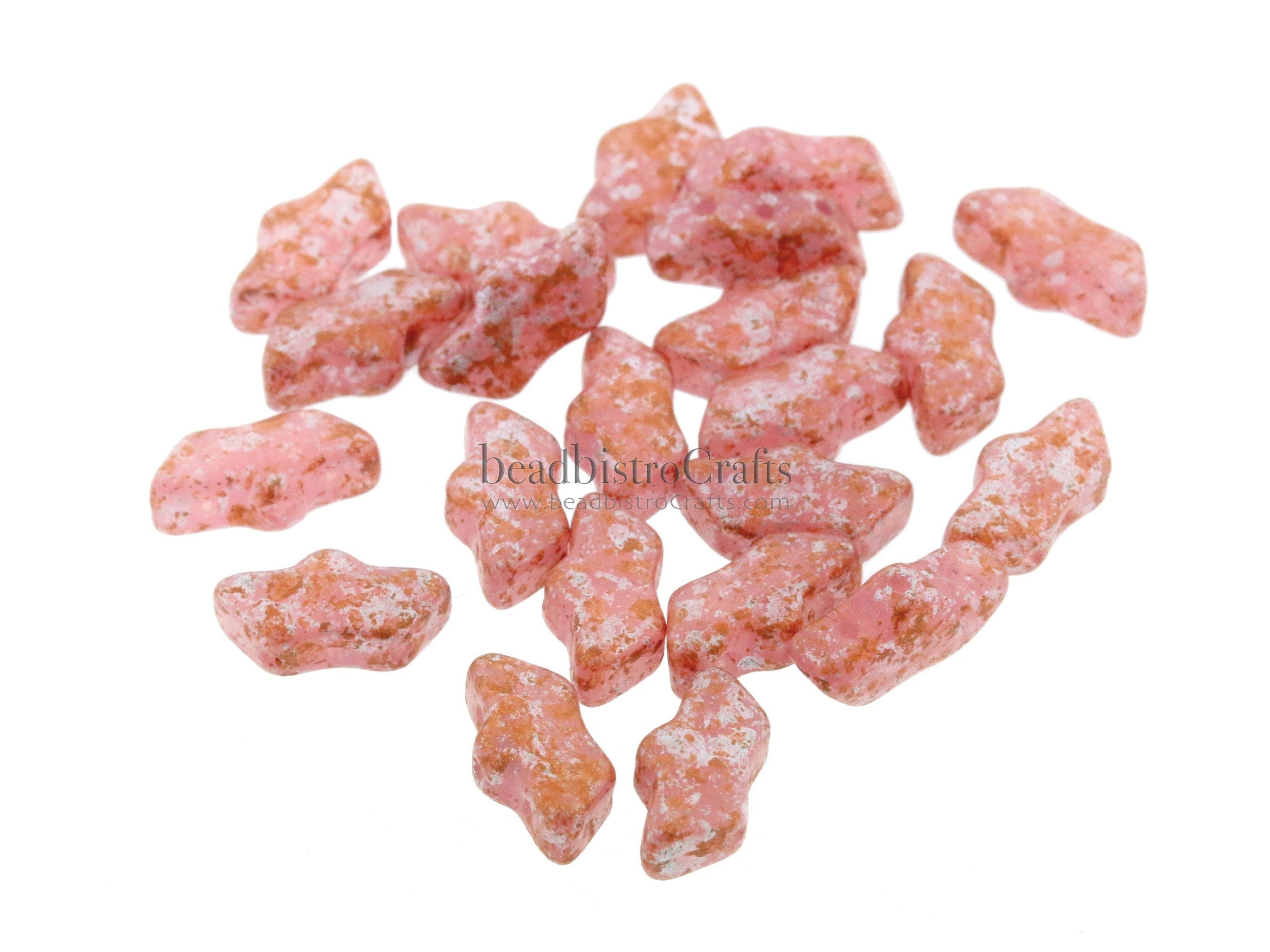 20pcs Czech DELOS® Par Puca® beads - 3 hole beads - Rose Pink Opal TWEEDY - 6x11mm