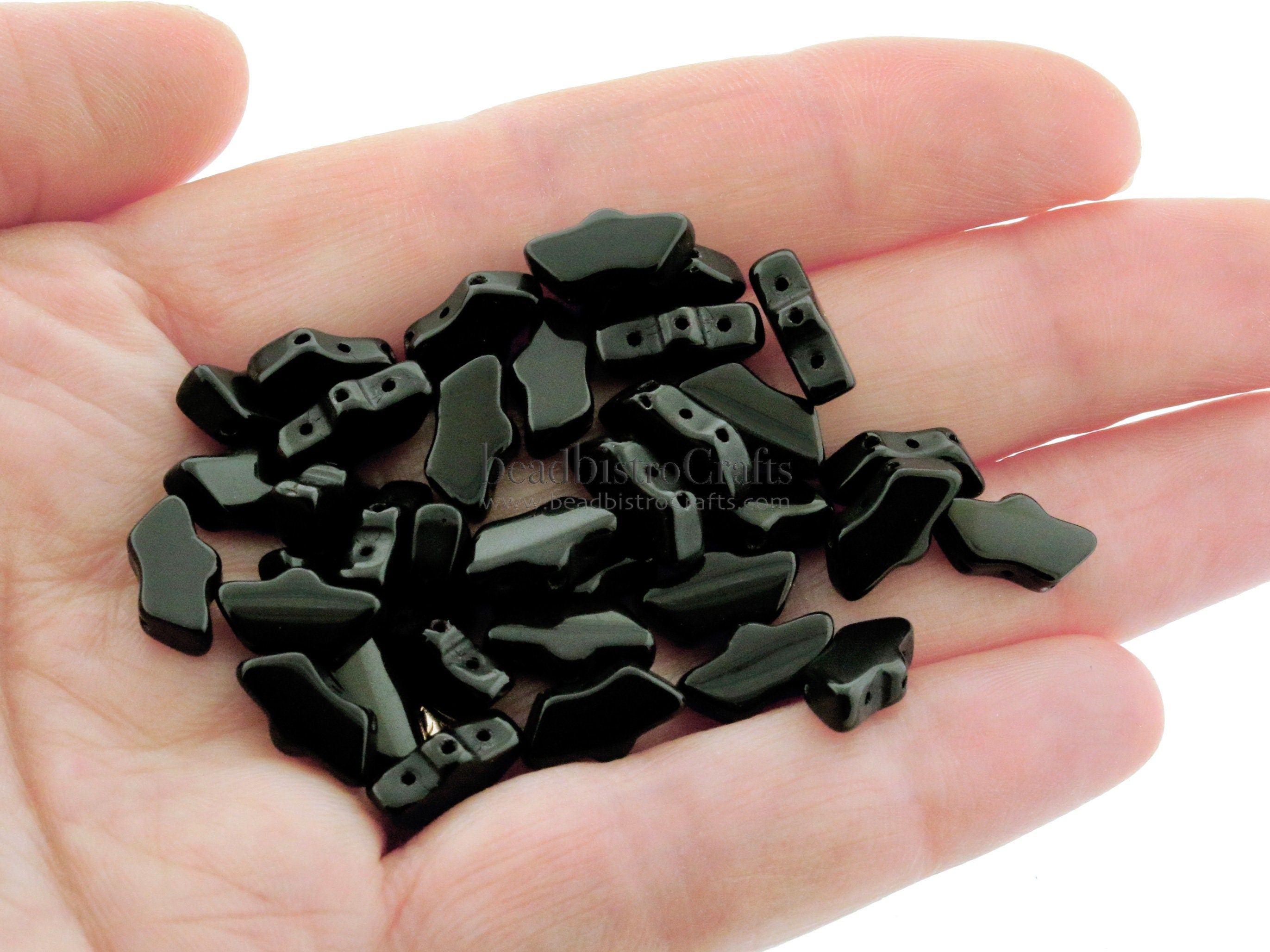20pcs Czech DELOS® Par Puca® beads - 3 hole beads - Opaque JET - 6x11mm