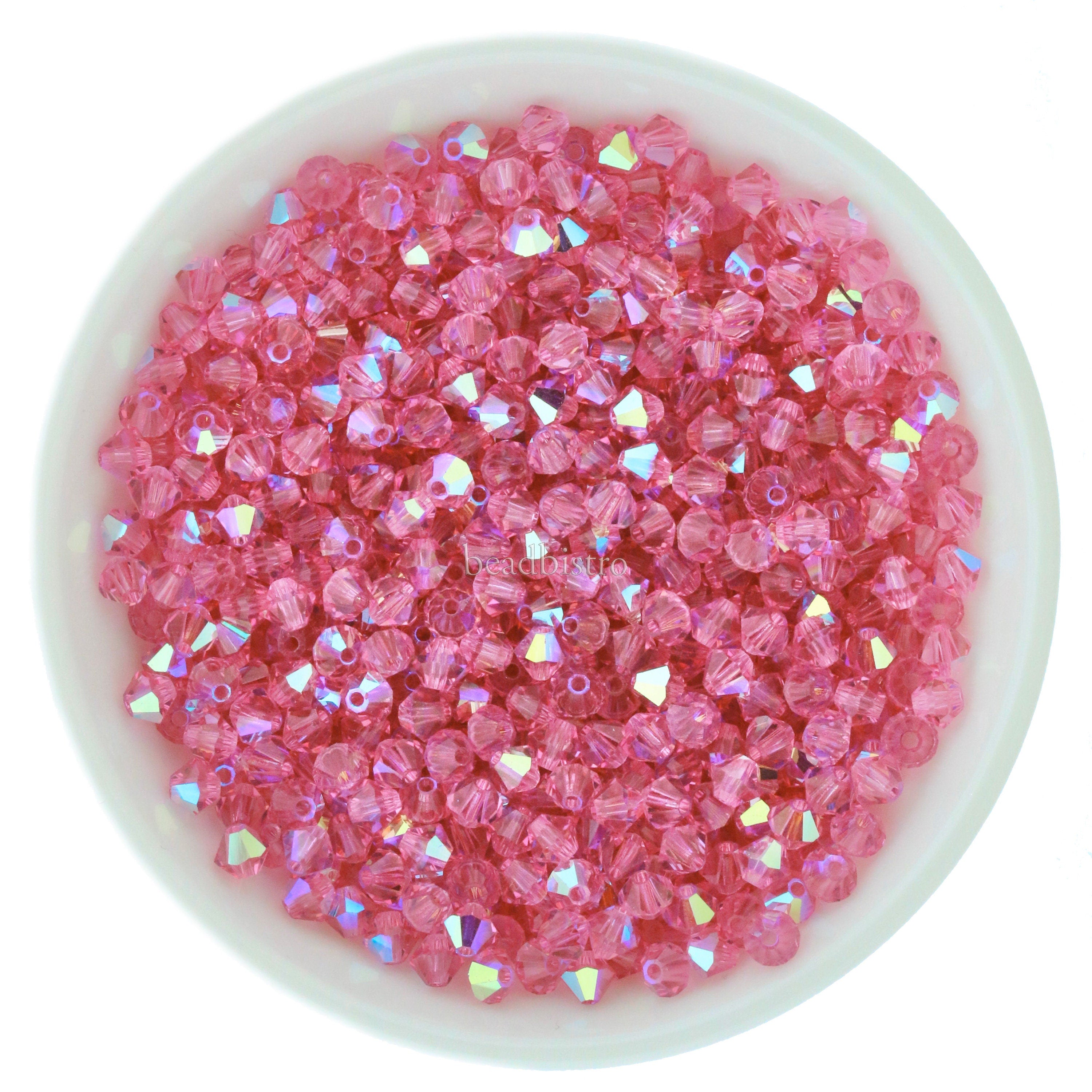 Preciosa Bicones Rose AB 3mm, 4mm, 6mm Crystal Bicones