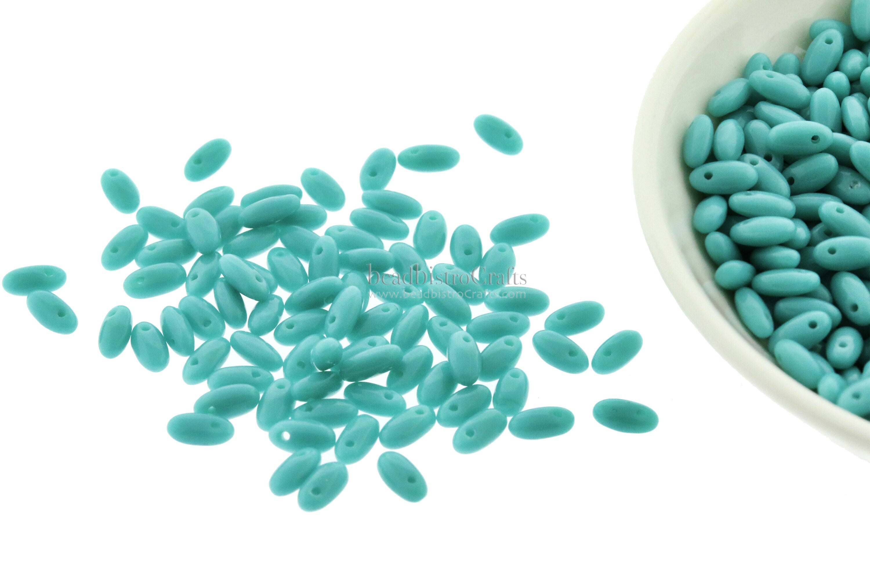 10g Czech RIZO beads - Opaque Turquoise JADE - Rizo drop beads - top drilled - 2.5x6mm