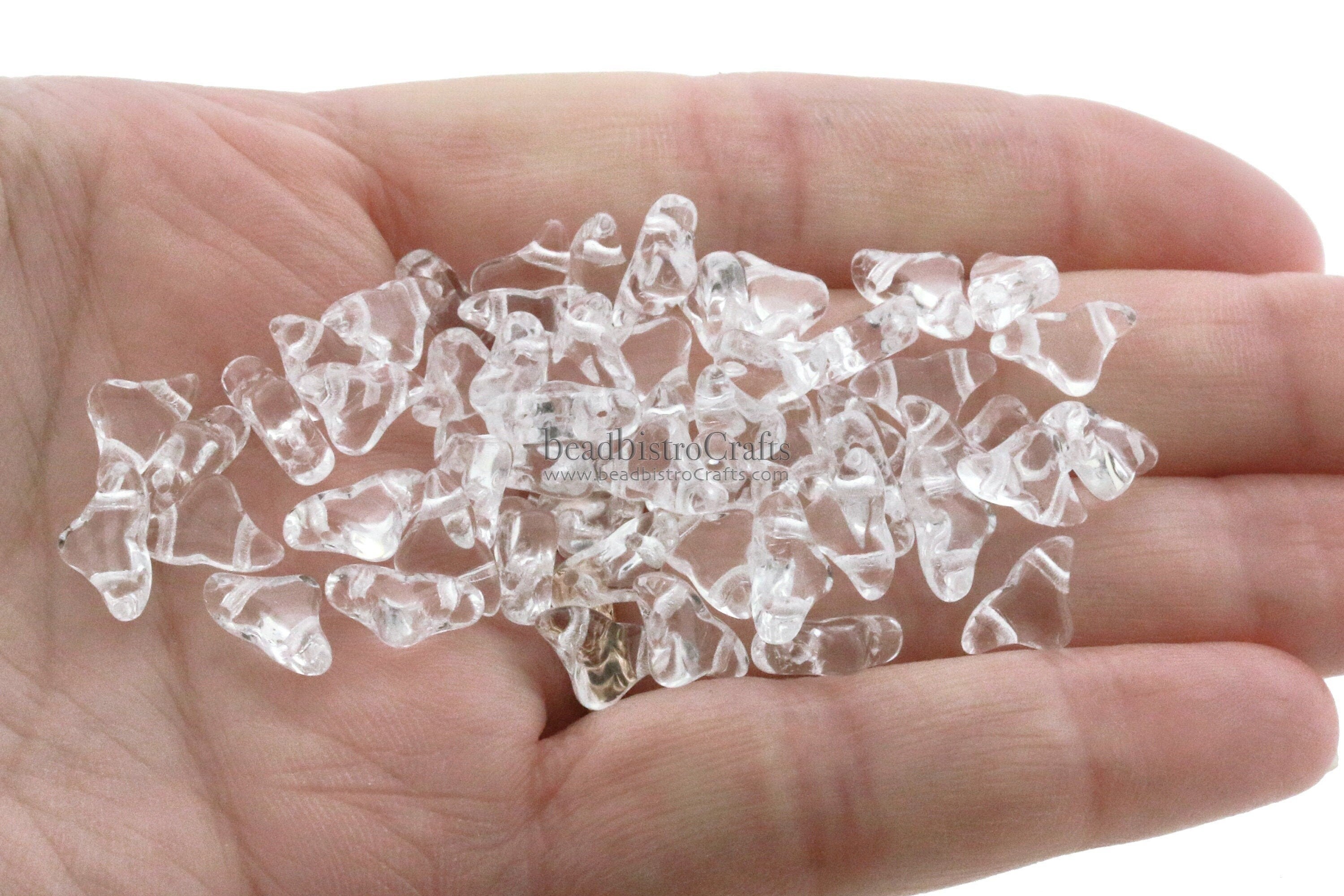 30pcs Czech HELIOS® Par Puca® beads - 2 hole beads - Crystal Clear - 6x10mm