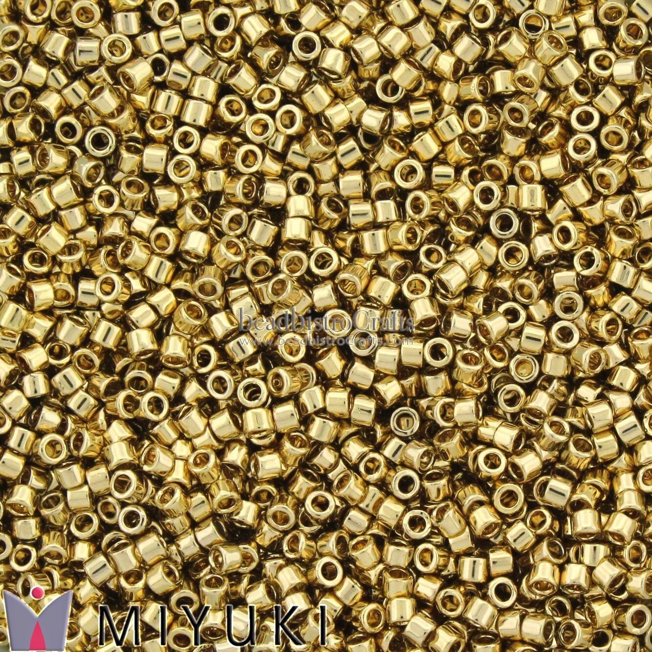 5g Miyuki 11/0 DELICA Seed beads - Light 24KT Gold PLATED - size 11 seed beads - # 034