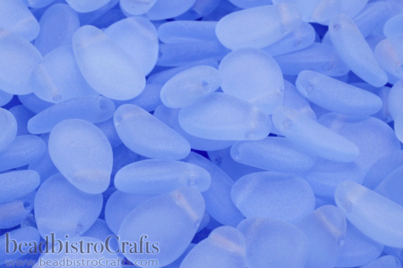 25pcs Flower Petal beads - Czech Glass Anemone Petals - Transparent FROSTED Light Sapphire - 8x11mm