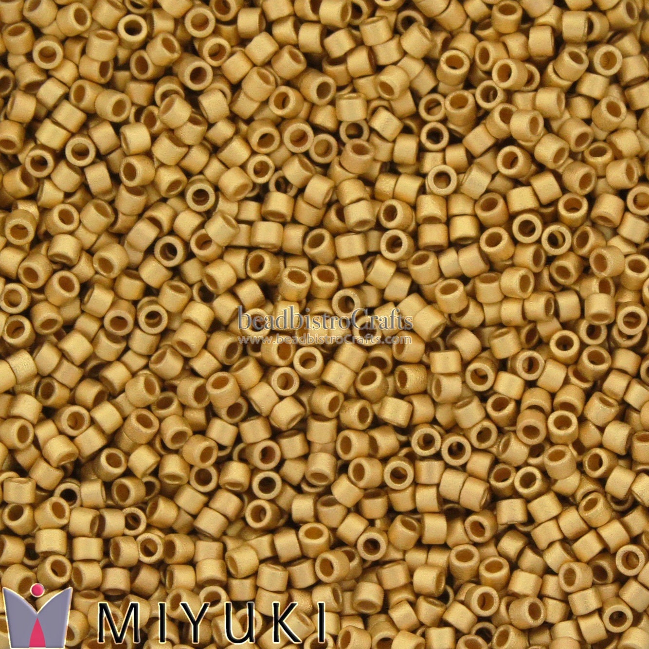 5g Miyuki 11/0 DELICA Seed beads - MATTE Metallic Bright Yellow 24KT Gold PLATED - size 11 seed beads - # 331