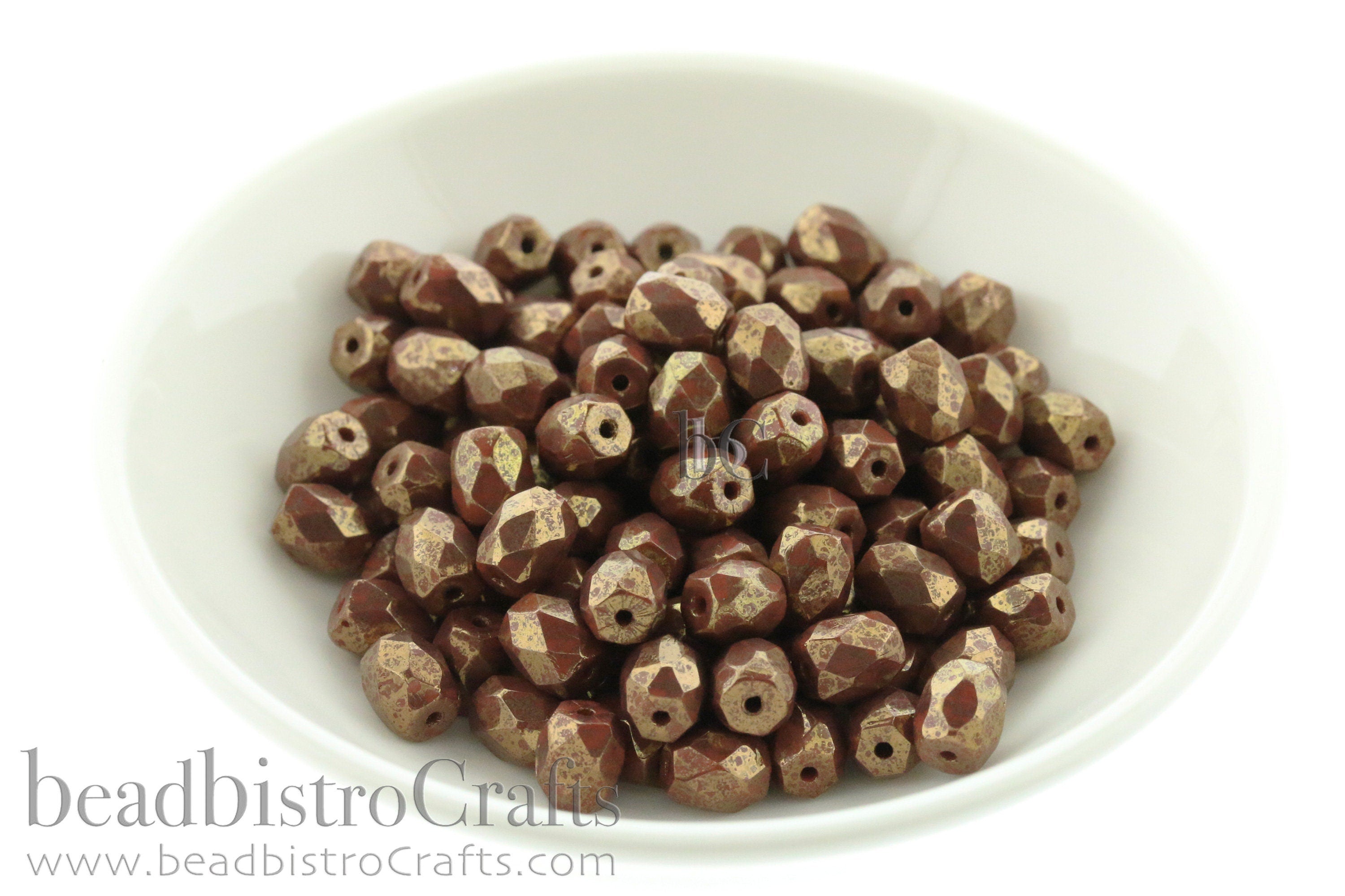 Czech Facetted Beads - BAROS® Par Puca® Beads - Czech Glass Barrel shaped bead - Opaque Chocolate BRONZE * NEW * (20pcs) 6x5mm