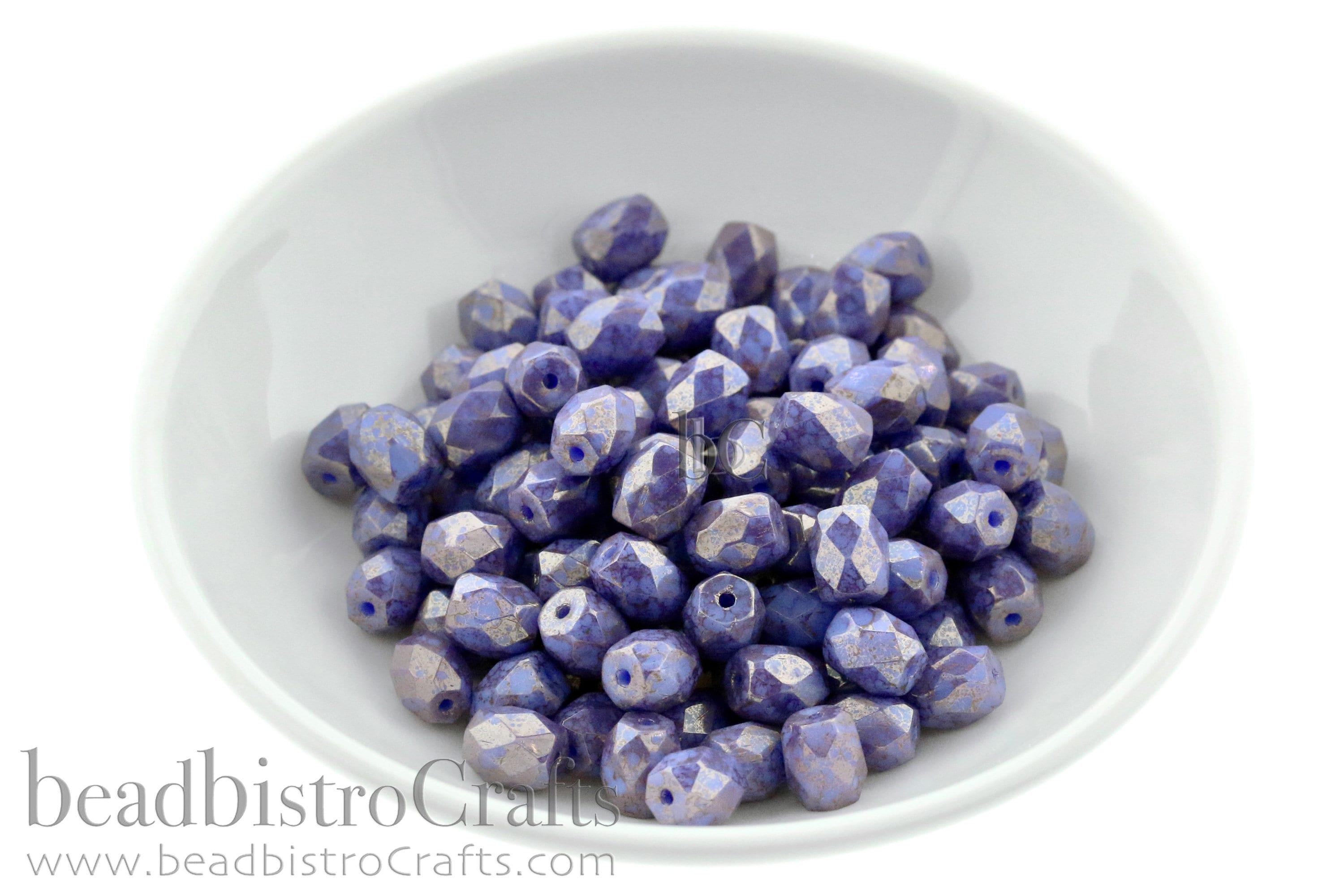 Czech Facetted Beads - BAROS® Par Puca® Beads - Czech Glass Barrel shaped bead - Opaque Periwinkle BRONZE * NEW * (20pcs) 6x5mm