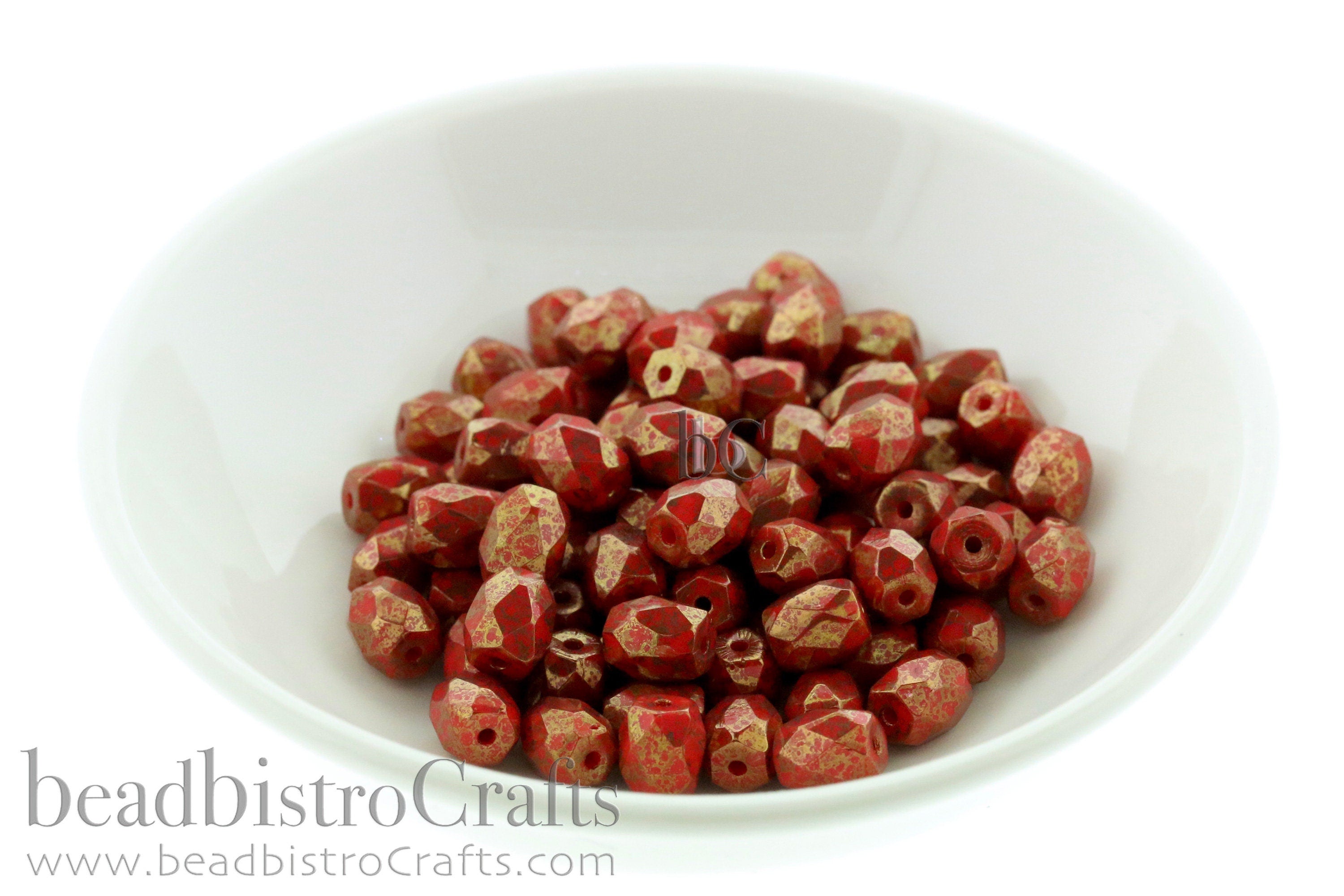 Czech Facetted Beads - BAROS® Par Puca® Beads - Czech Glass Barrel shaped bead - Opaque Cherry BRONZE * NEW * (20pcs) 6x5mm