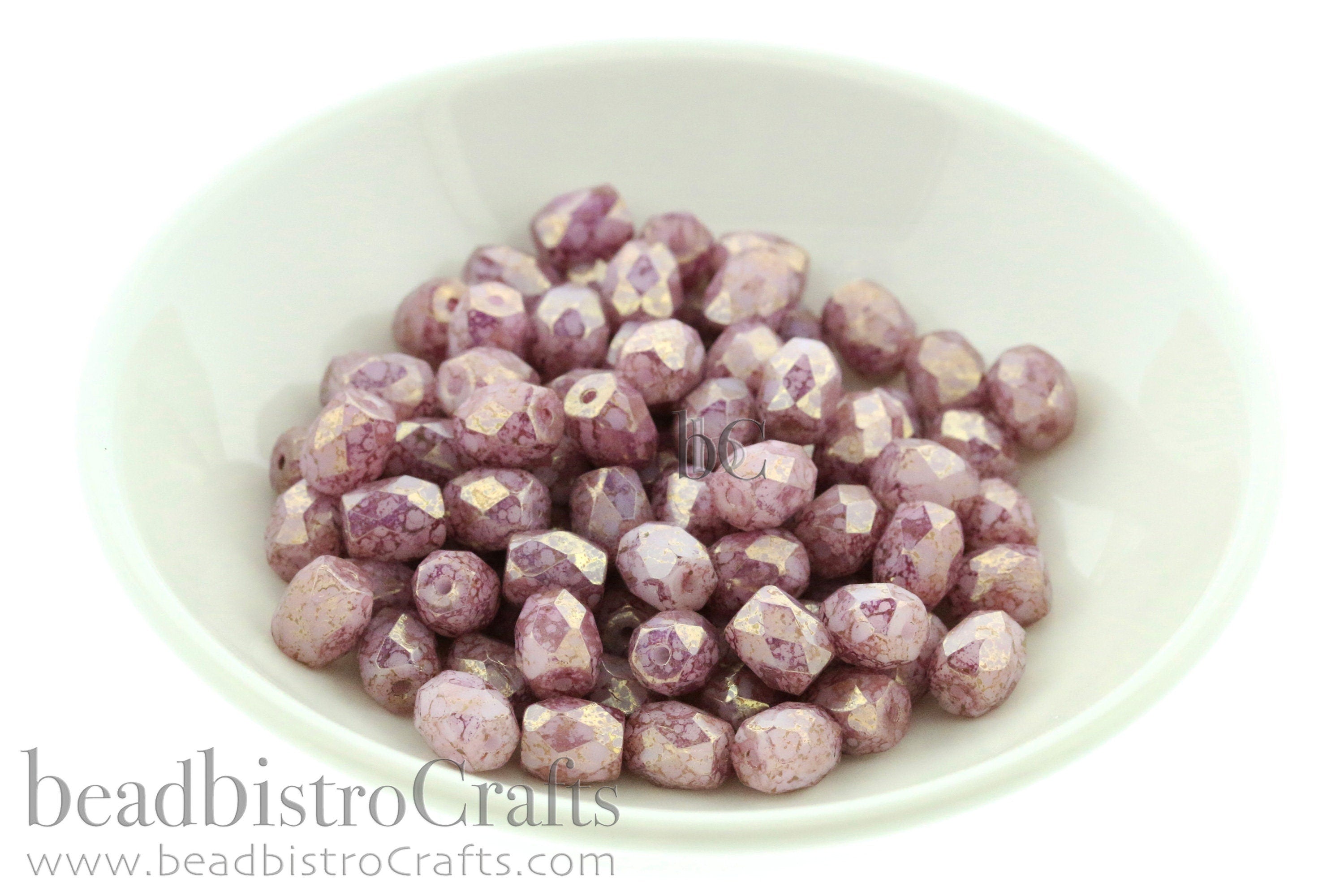 Czech Facetted Beads - BAROS® Par Puca® Beads - Czech Glass Barrel shaped bead - Sweet Pink BRONZE * NEW * (20pcs) 6x5mm