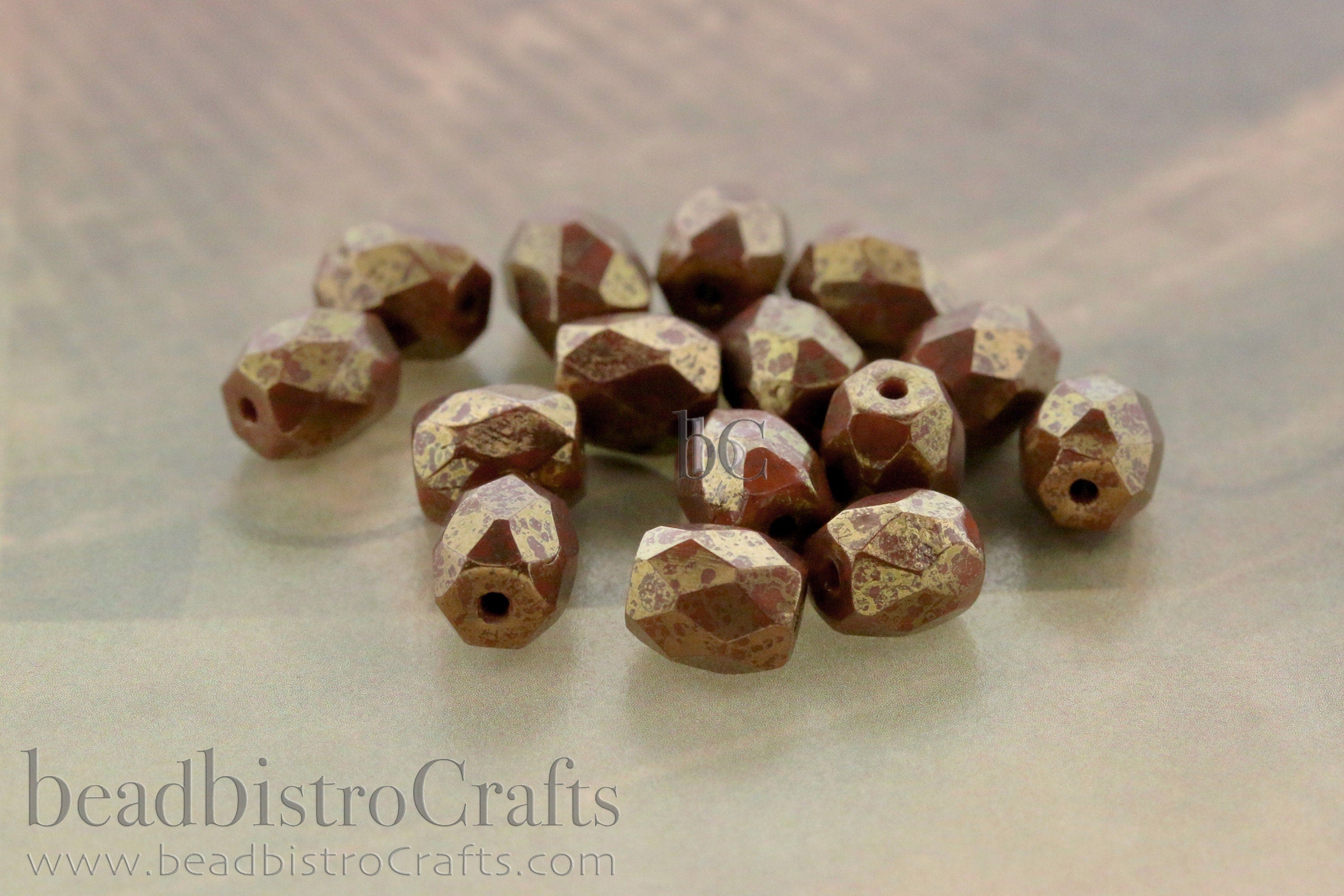 Czech Facetted Beads - BAROS® Par Puca® Beads - Czech Glass Barrel shaped bead - Opaque Chocolate BRONZE * NEW * (20pcs) 6x5mm